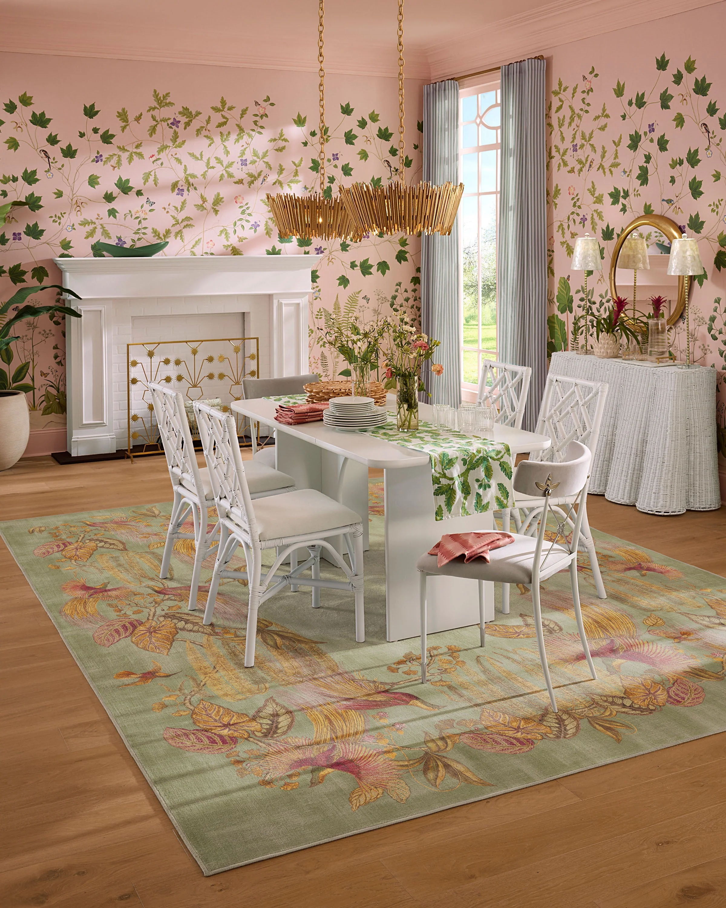 Bird of Paradise Silver Fern Flatwoven Rug by Sanderson