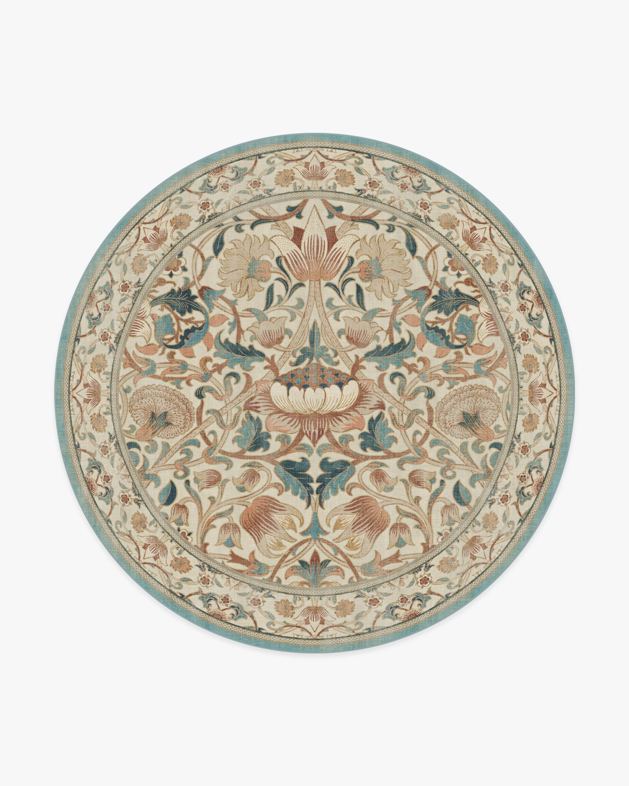 Lodden Soft Rose & Teal Rug by Morris & Co.