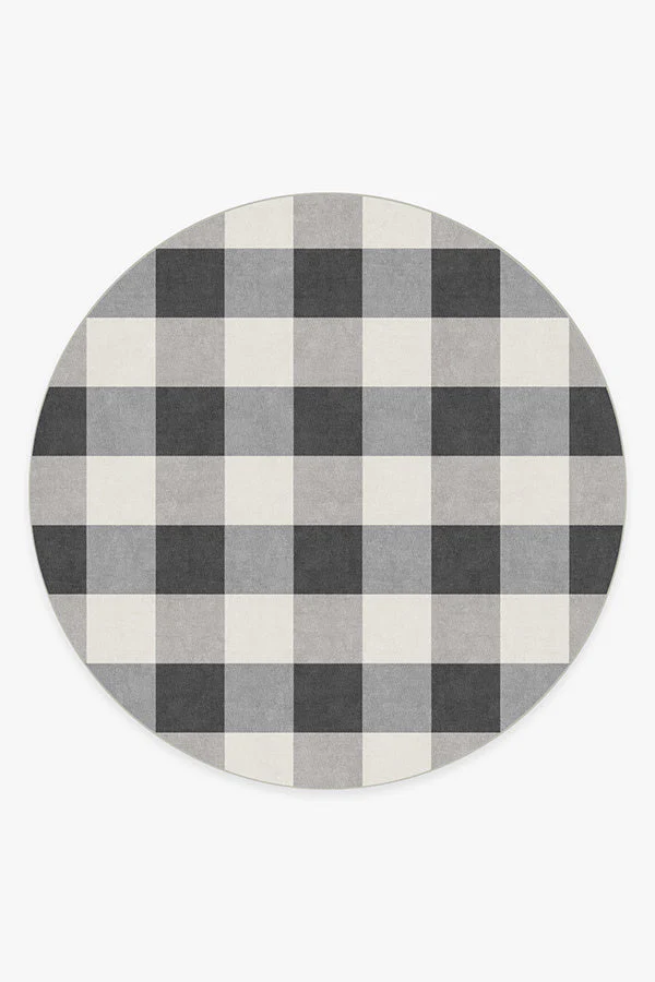 Buffalo Plaid Black & White Flatwoven Rug