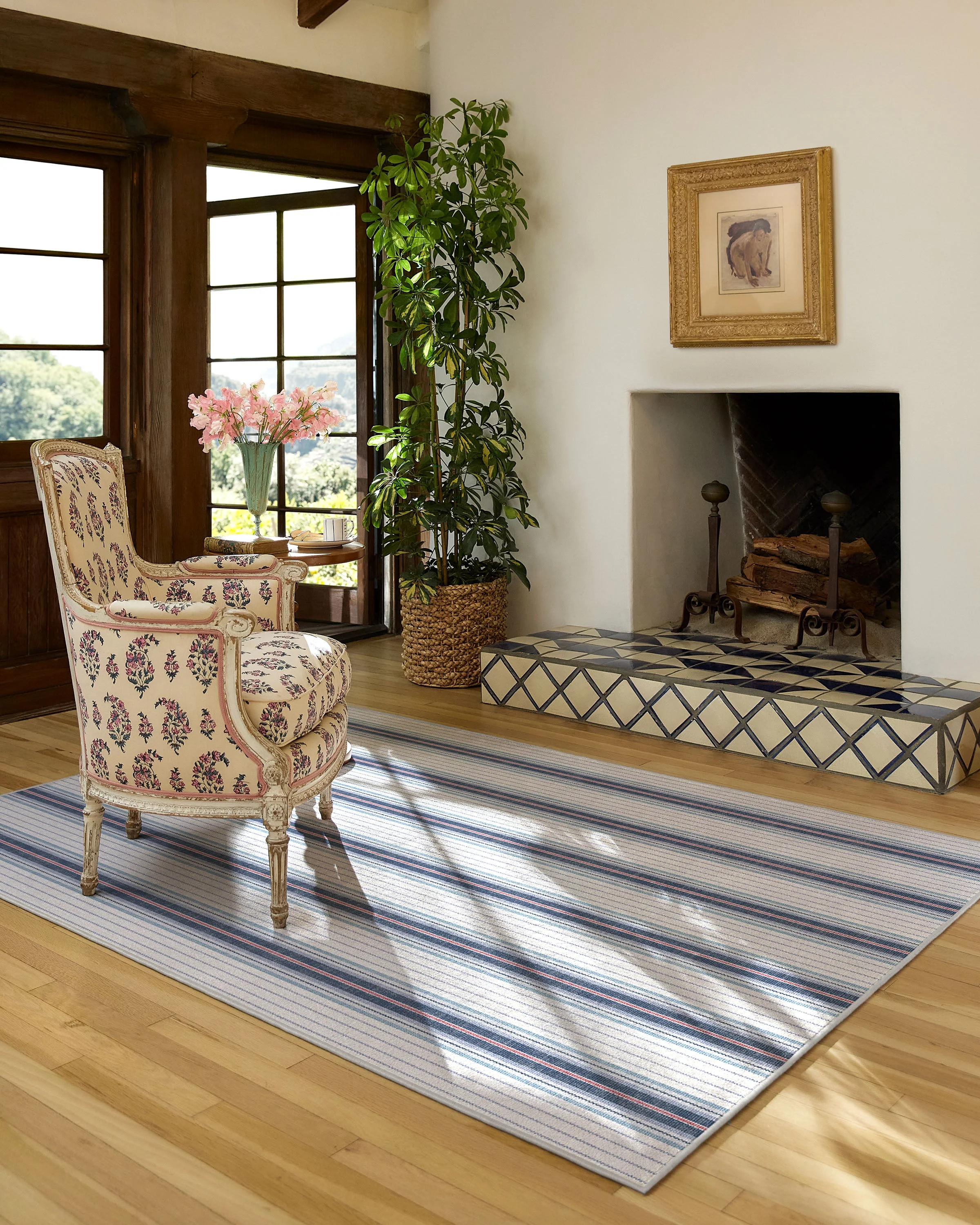 Cosette Stripe Ivory & Indigo Rug
