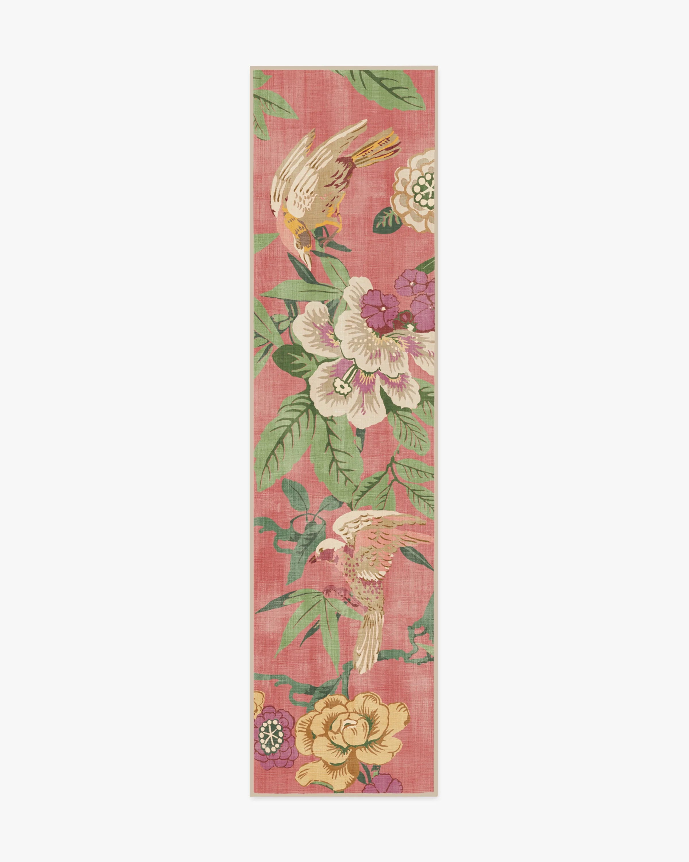Bamboo & Bird Blossom Pink Rug by Sanderson