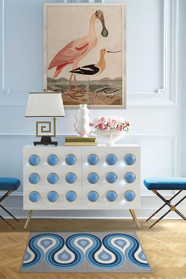Milano Blue Steel Flatwoven Rug by Jonathan Adler