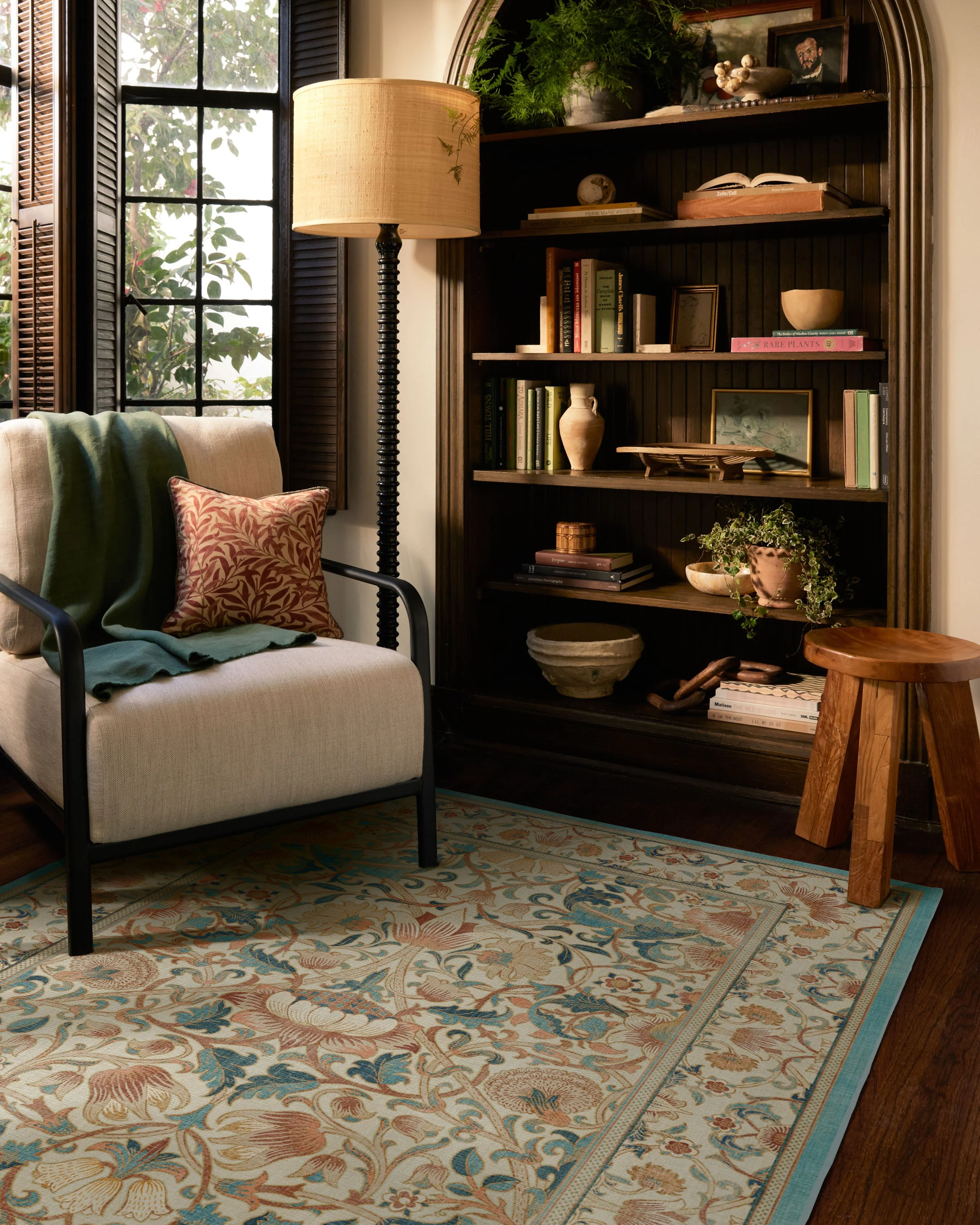 Lodden Soft Rose & Teal Rug by Morris & Co.