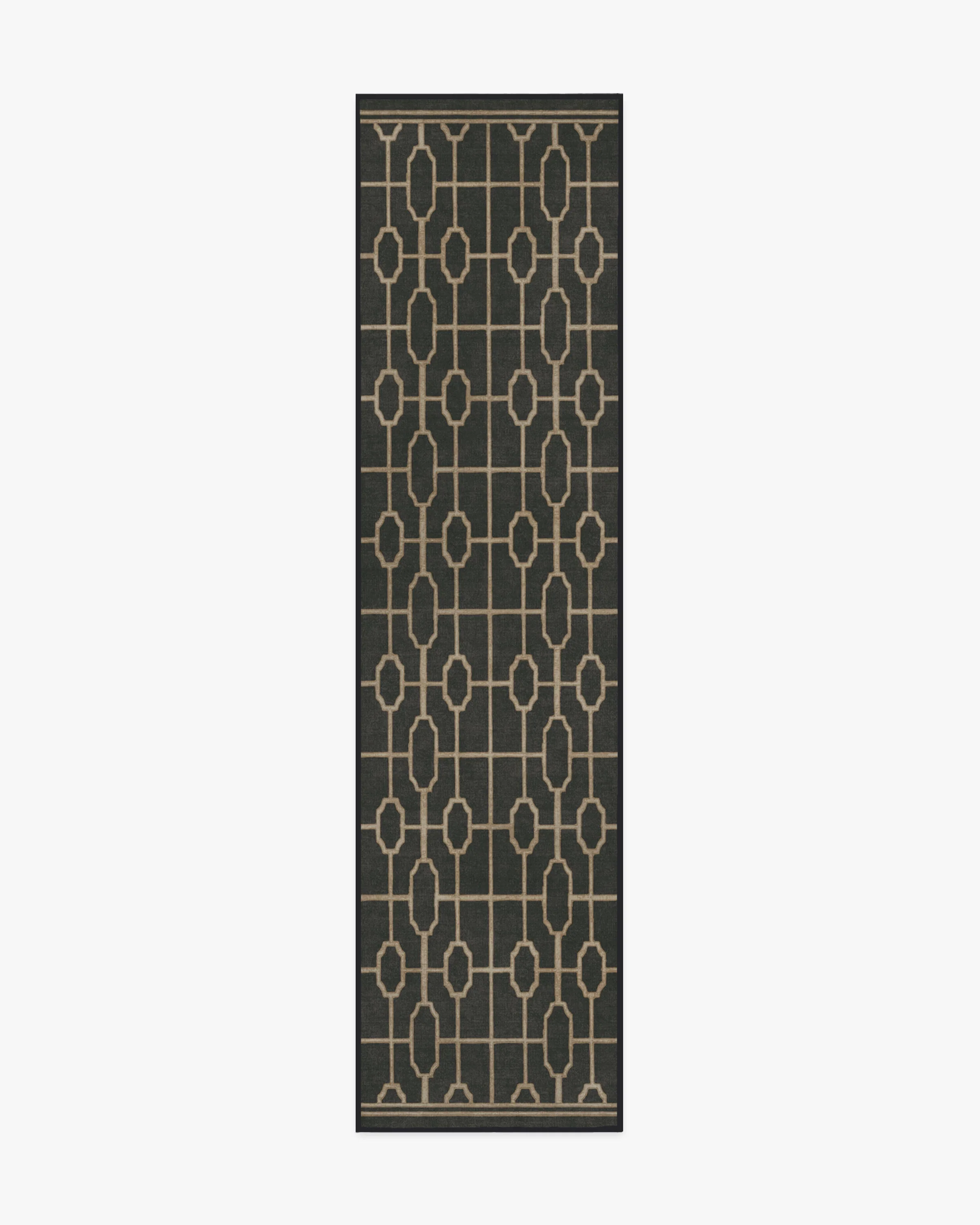Diana Trellis Black & Gold Flatwoven Rug by The Hiltons