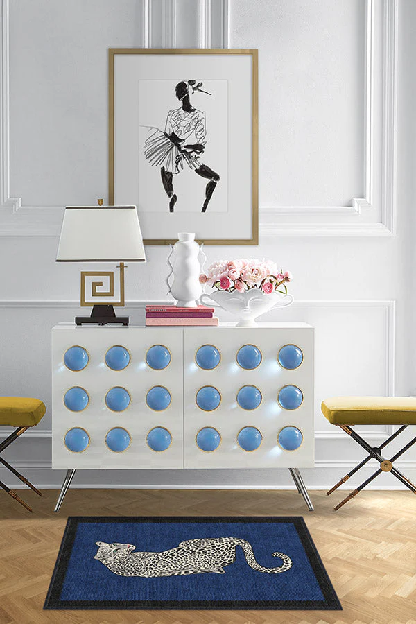 Snow Leopard Sapphire Rug by Jonathan Adler