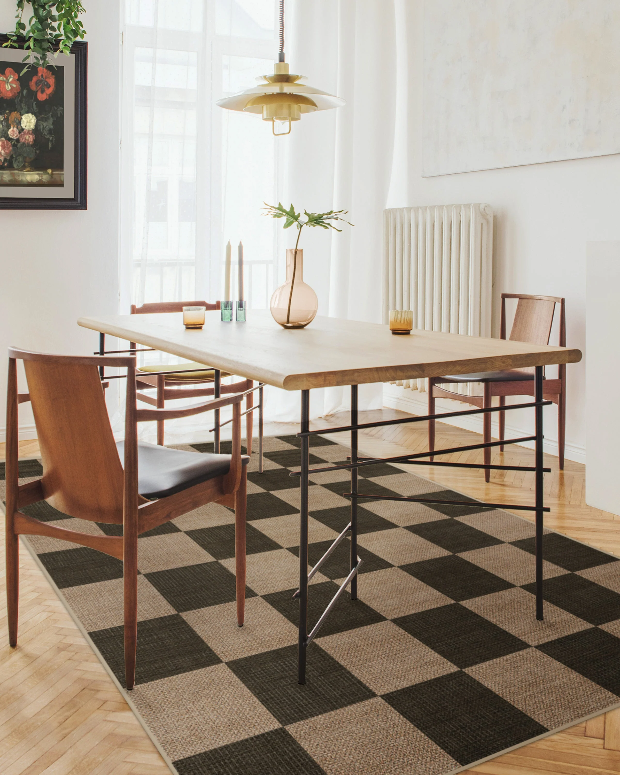 Checkerboard Soft Black Re-Jute Rug