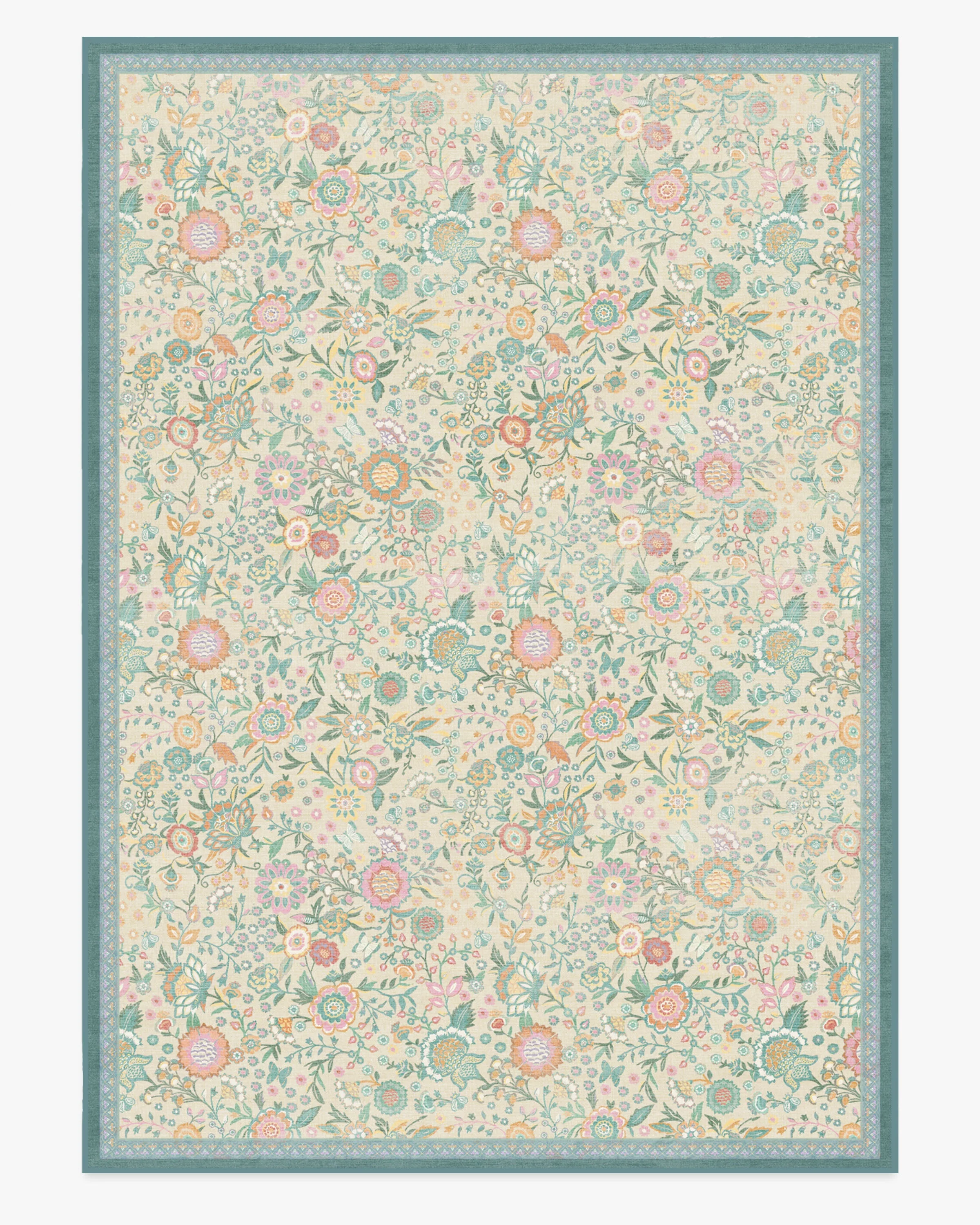Royal Garden Ivory & Jade Flatwoven Rug by Bridgerton