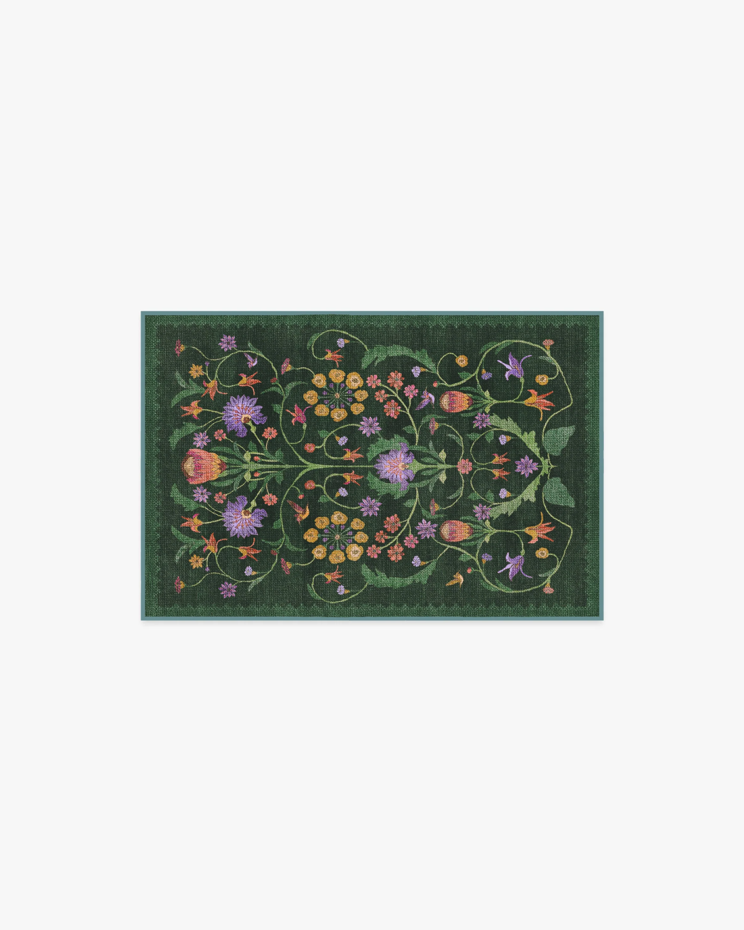 Protea Forest Green Flatwoven Rug by Iris Apfel