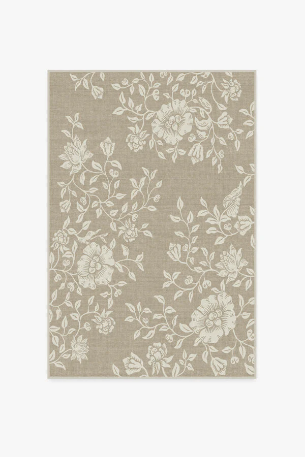 Mallow Flower Natural Stone Flatwoven Rug by Morris & Co.