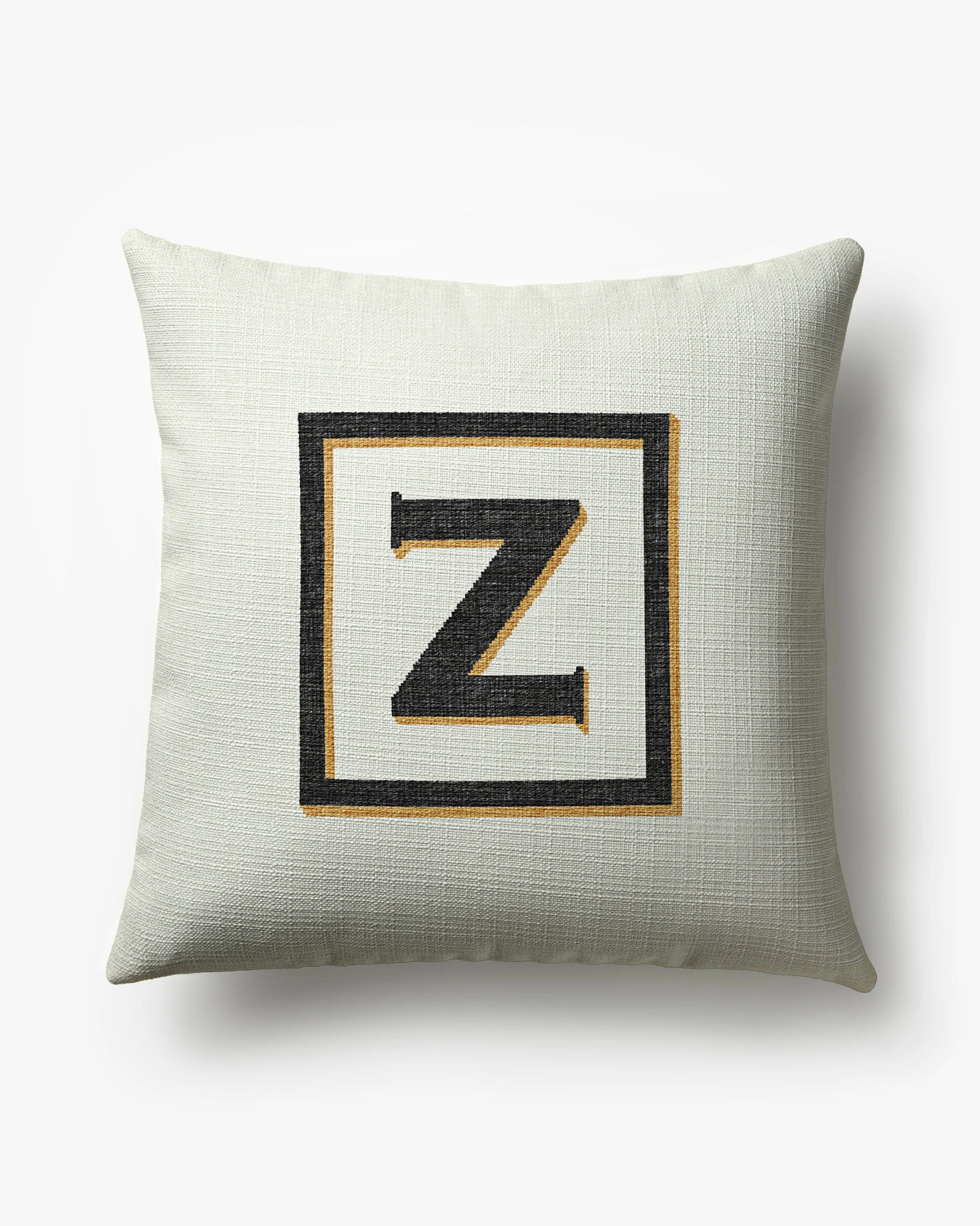 Classic Monogram Ivory Woven Throw Pillow, 20x20 by Jonathan Adler