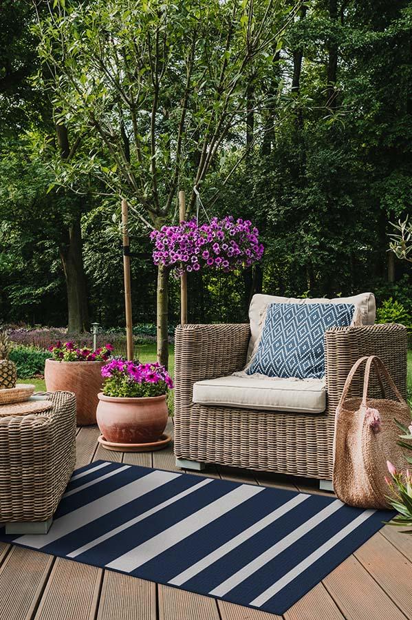 Sailmaker Stripe Blue Outdoor Rug