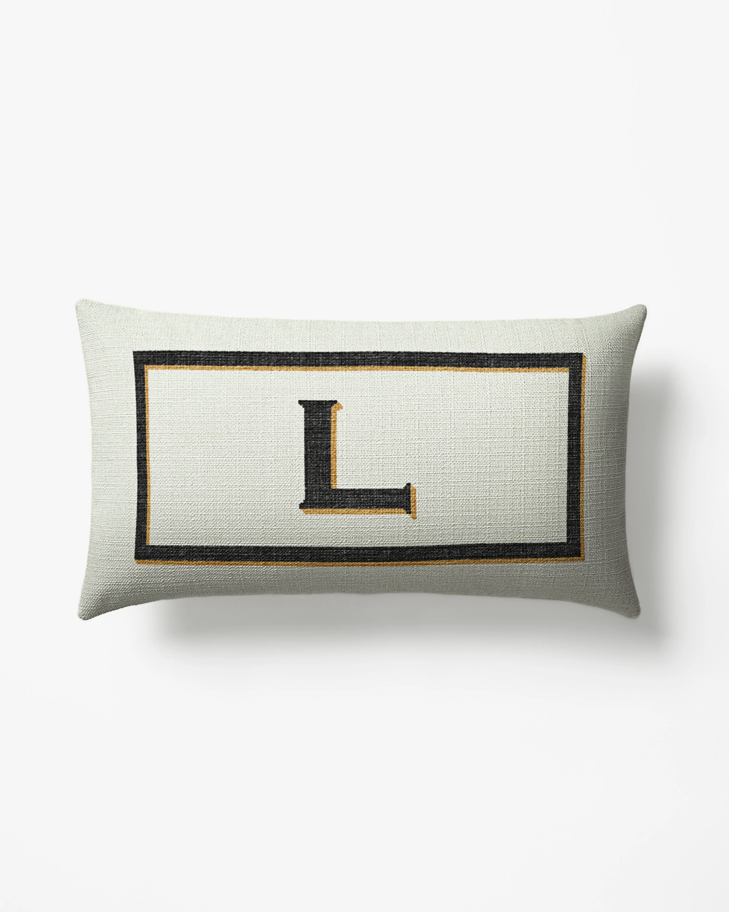 Classic Monogram Ivory Woven Throw Pillow, 12x21 by Jonathan Adler