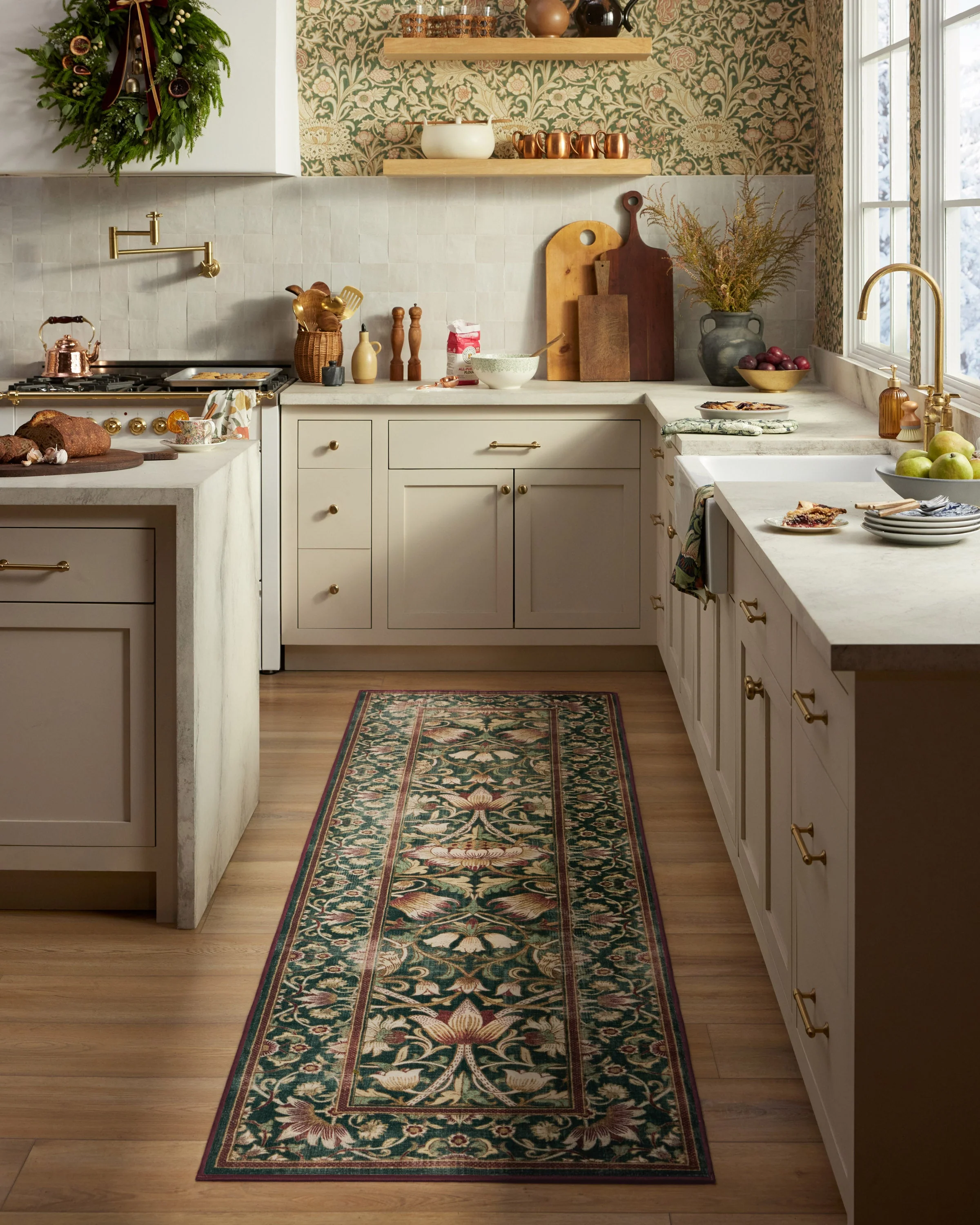 Lodden Soft Evergreen & Gold Rug by Morris & Co.