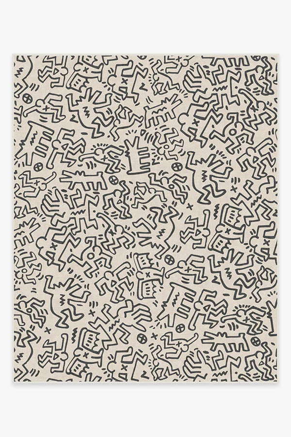 Block Party Black & Ivory Rug by Keith Haring