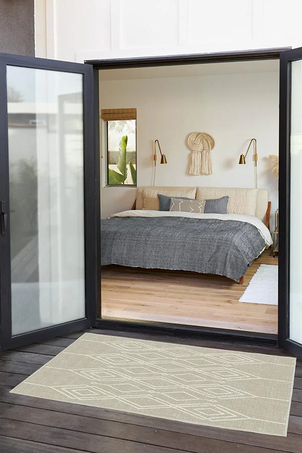 Gemma Lattice Natural Outdoor Rug