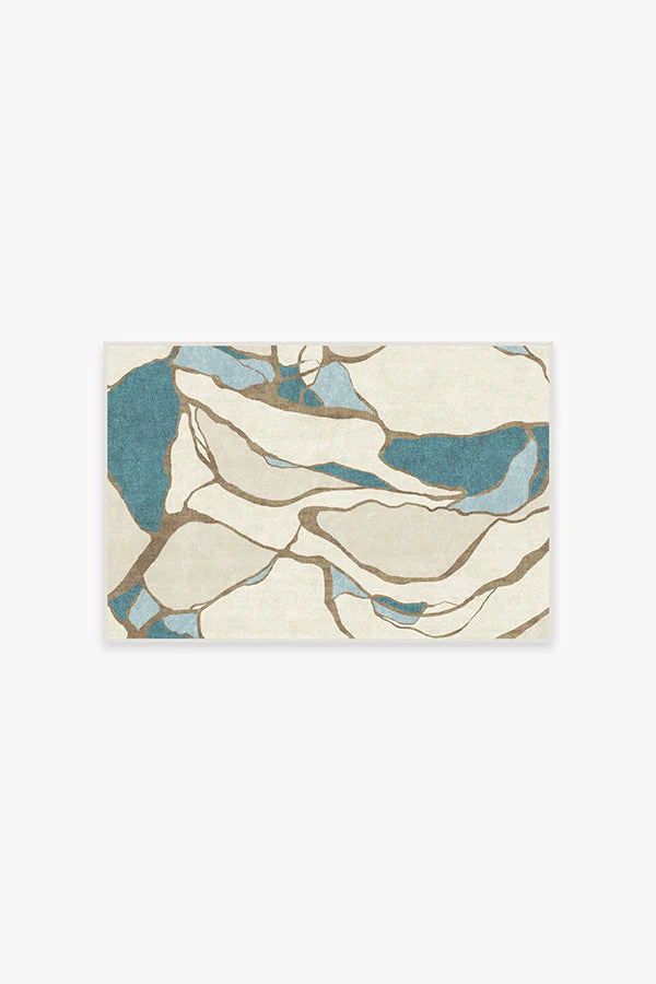 Aude Teal & Ivory Flatwoven Rug by Nina Takesh