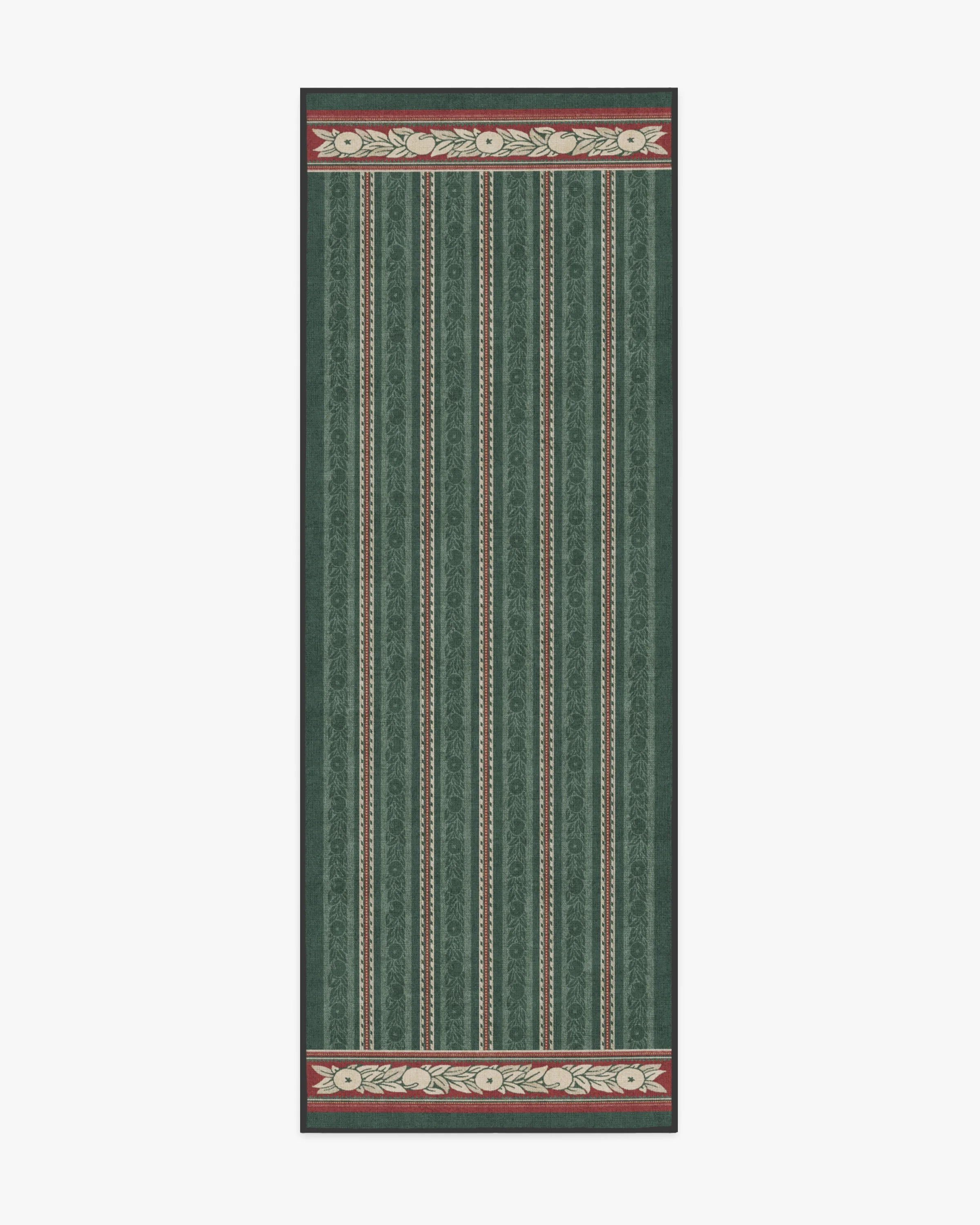 Fruit Stripe Spruce Green Flatwoven Rug by Morris & Co.