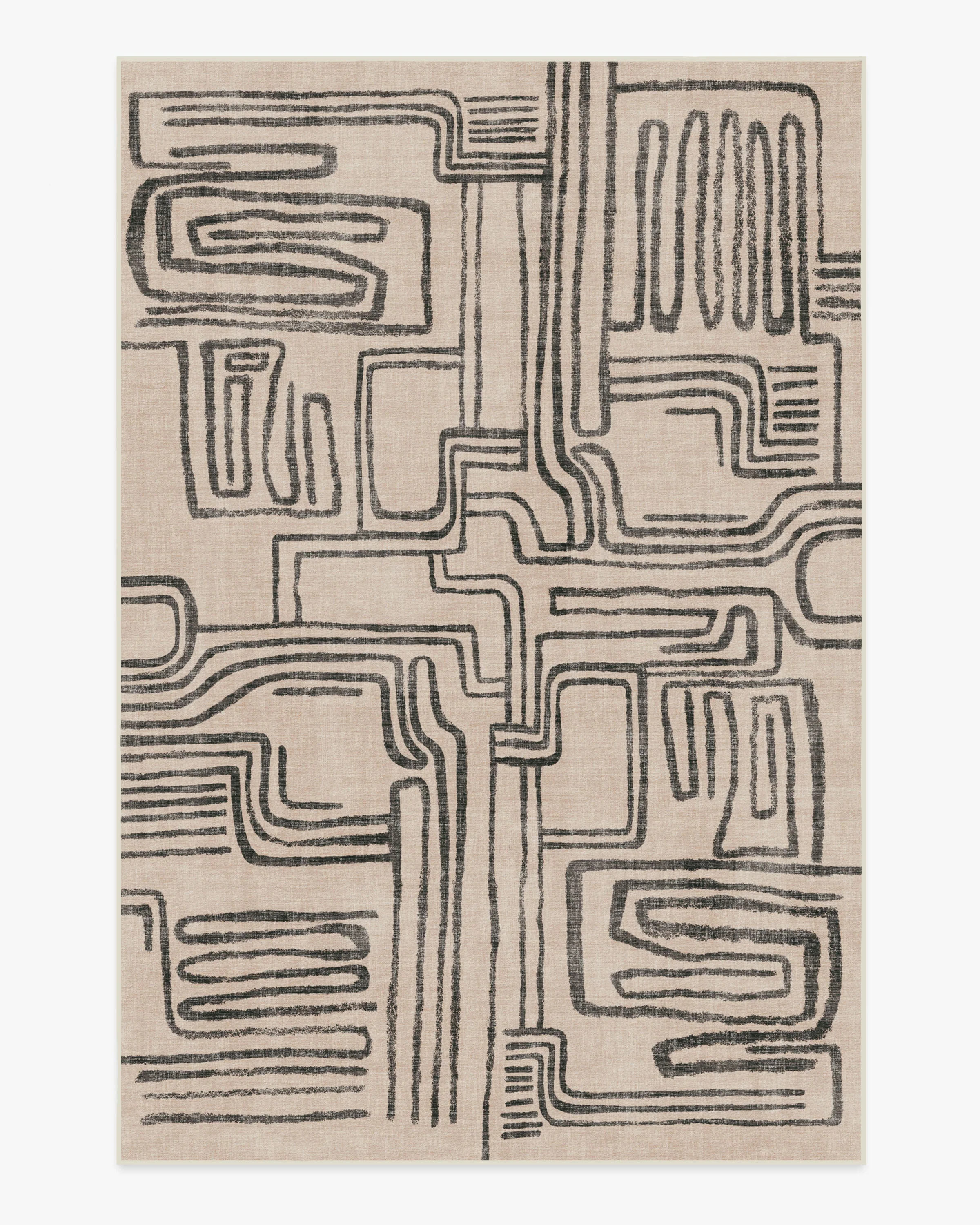 Kassena Black & Ivory Flatwoven Rug by Malene Barnett