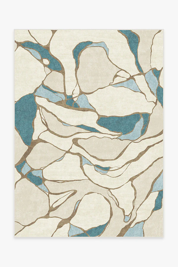Aude Teal & Ivory Flatwoven Rug by Nina Takesh