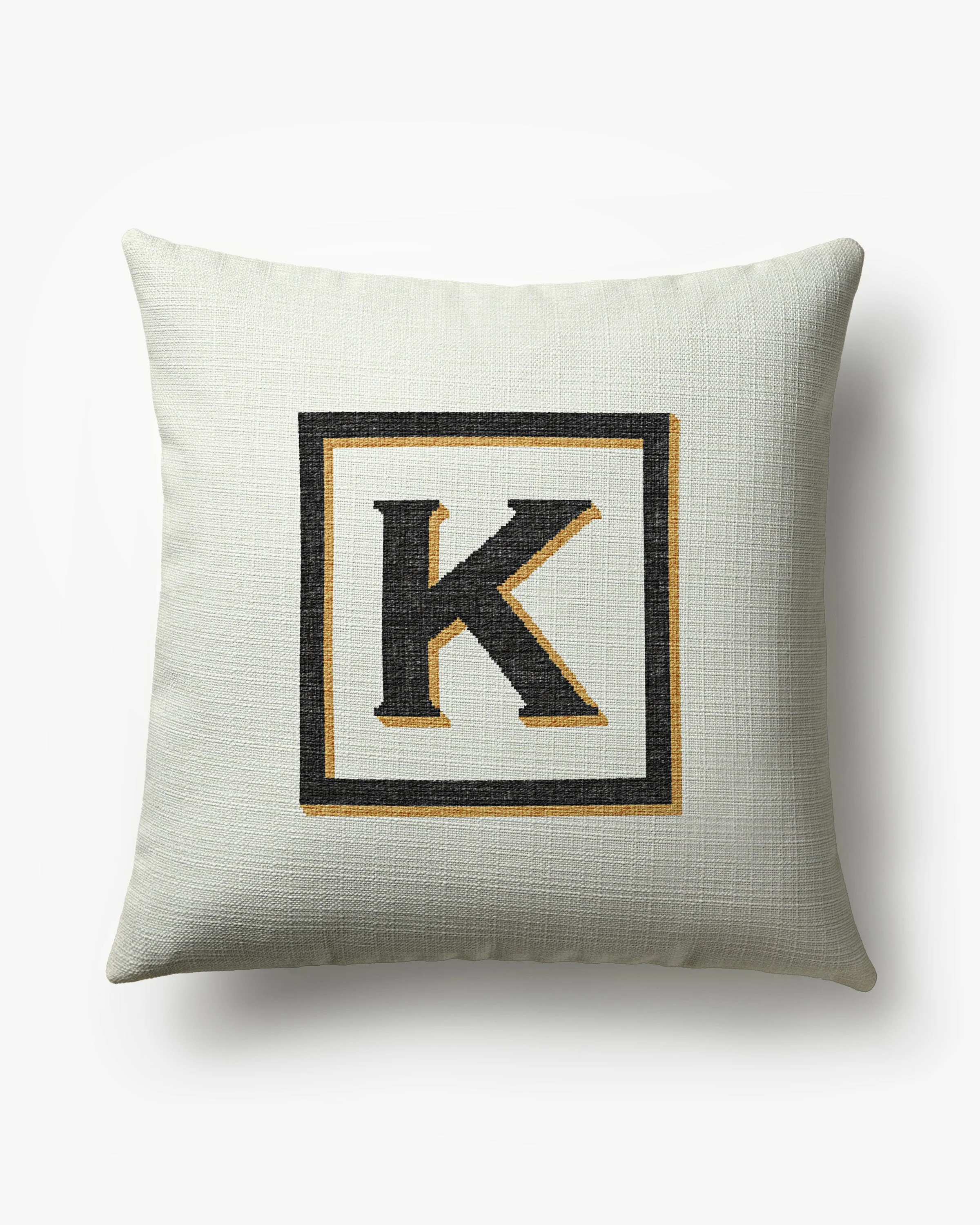 Classic Monogram Ivory Woven Throw Pillow, 20x20 by Jonathan Adler