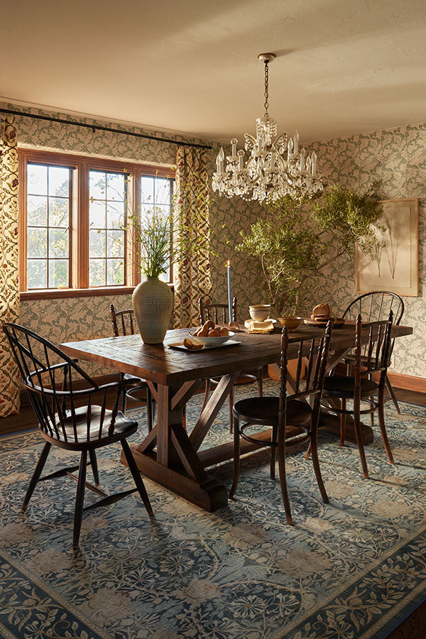 Honeysuckle & Tulip Indigo Flatwoven Rug by Morris & Co.