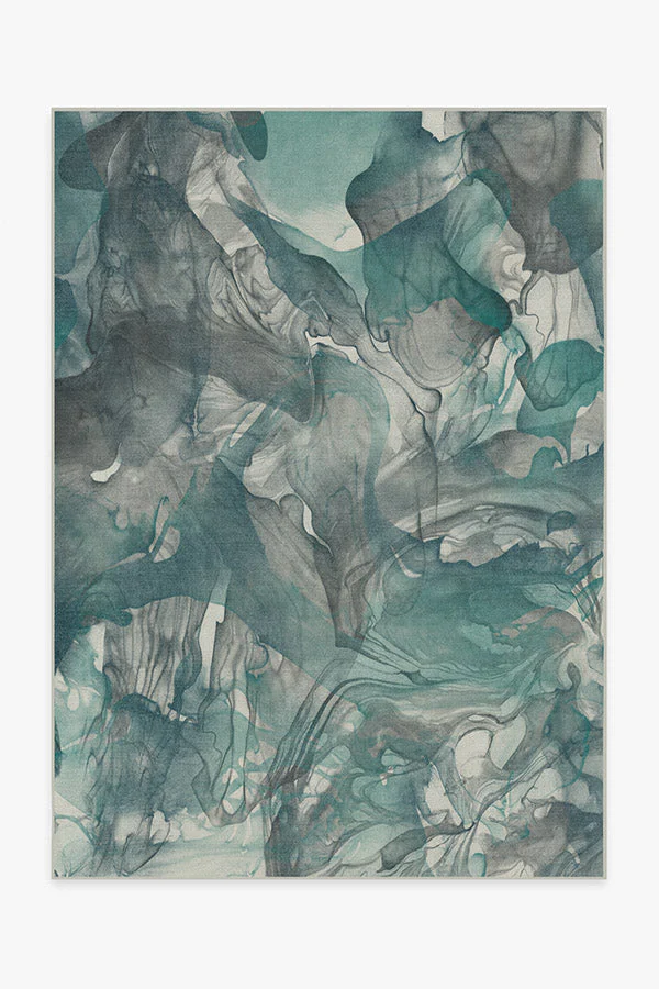 Aurora Teal Grey Flatwoven Rug