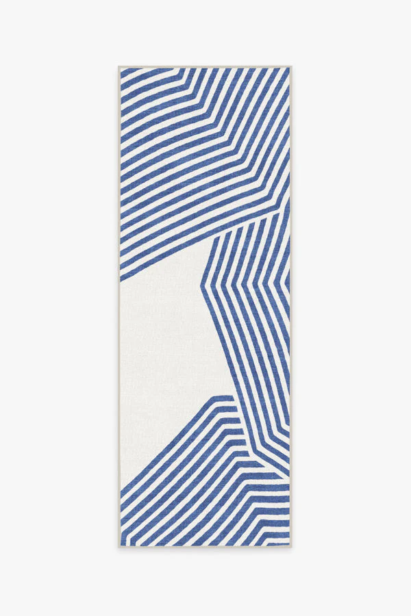 Beach Club Navy & Ivory Outdoor Rug by Gray Malin