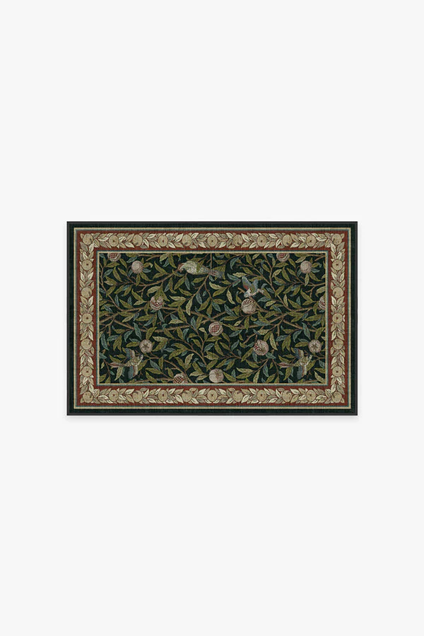 Bird & Pomegranate Teal Green Rug by Morris & Co.