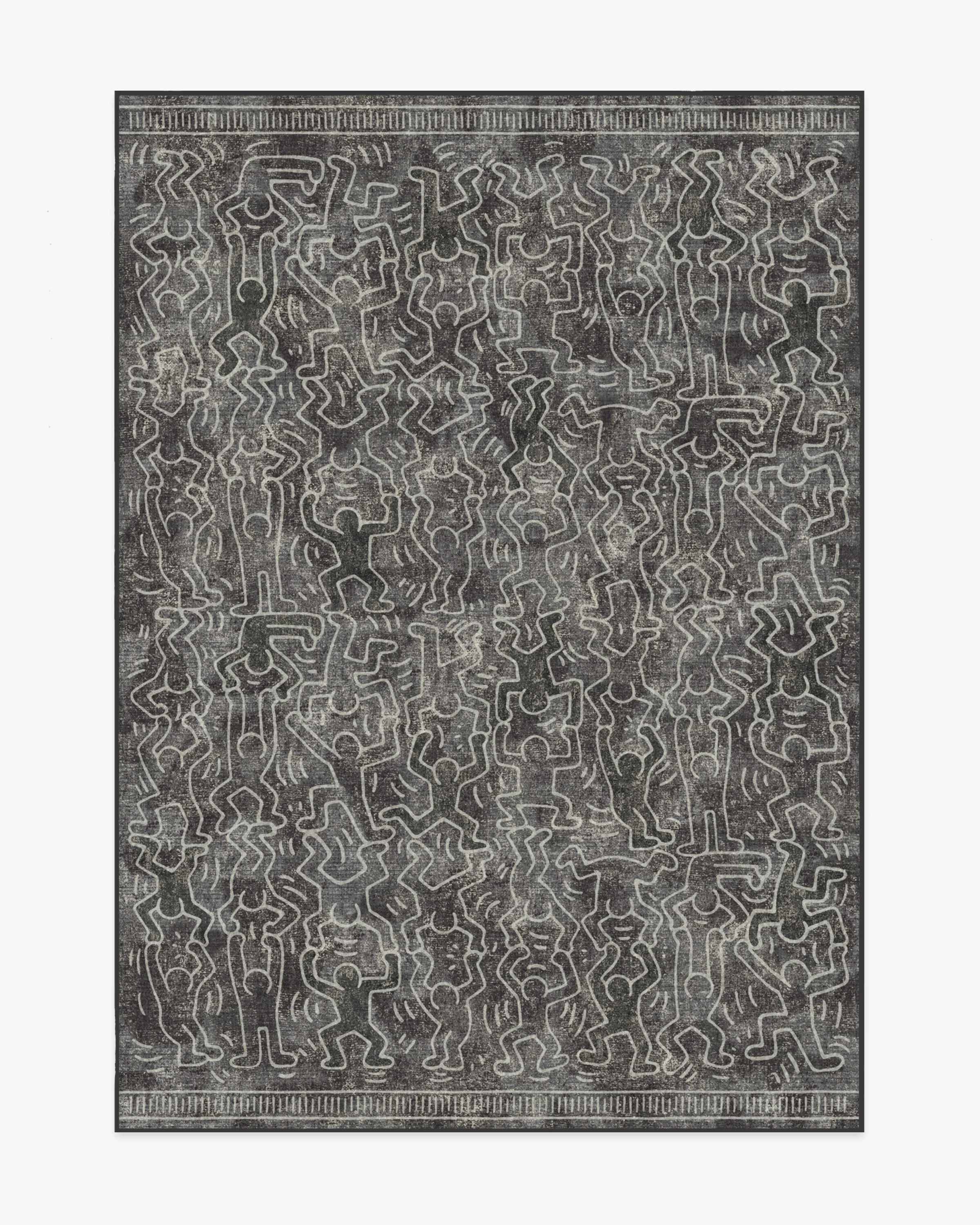 Balancing Act Black Rug by Keith Haring