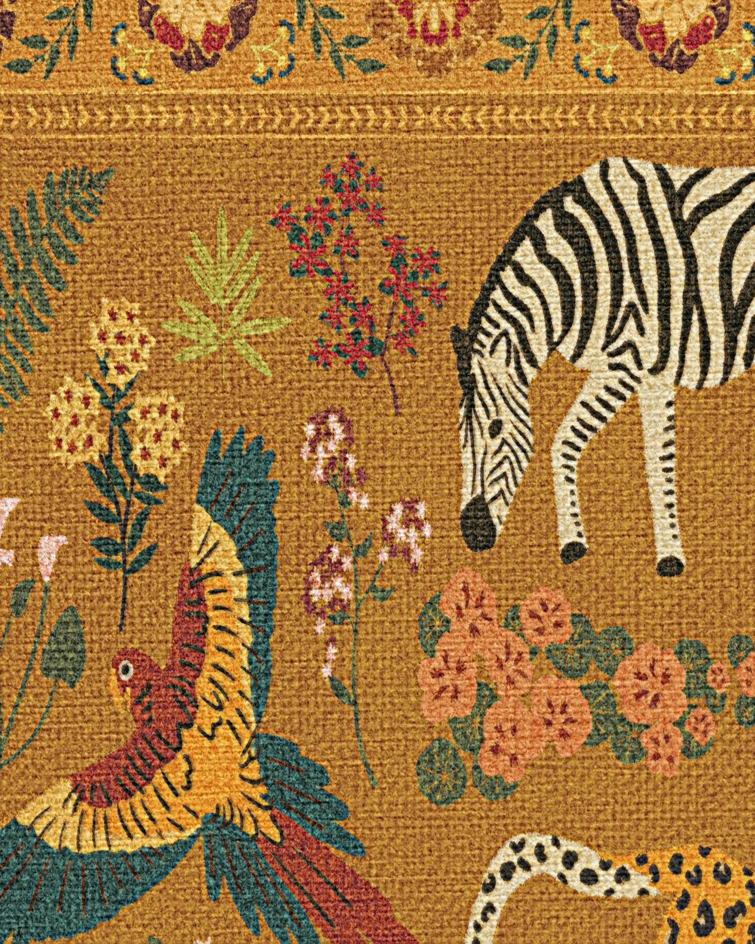 Jingle Jungle Ochre Flatwoven Rug by Iris Apfel