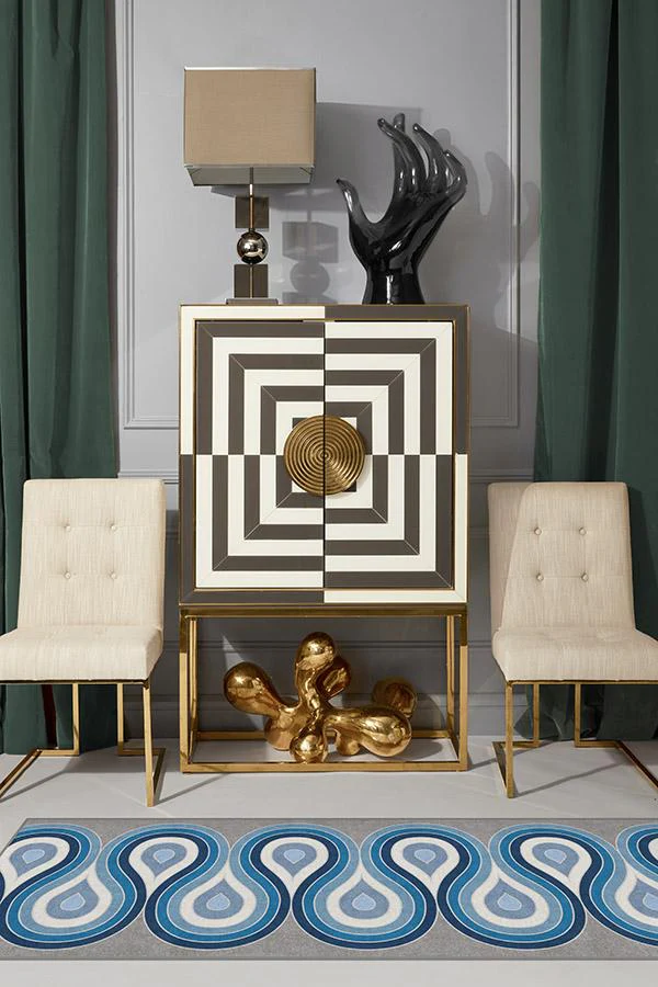 Milano Blue Steel Flatwoven Rug by Jonathan Adler