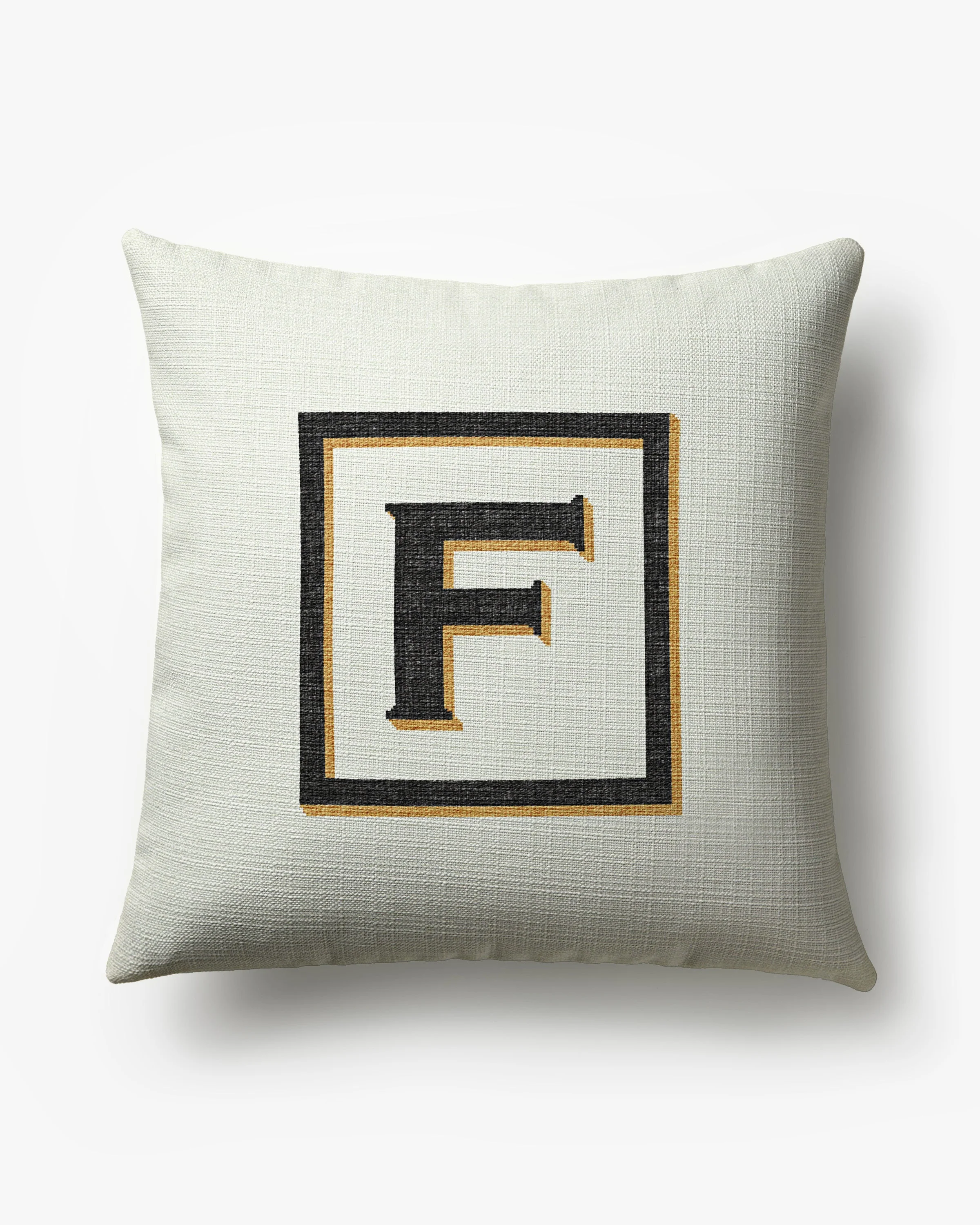 Classic Monogram Ivory Woven Throw Pillow, 20x20 by Jonathan Adler