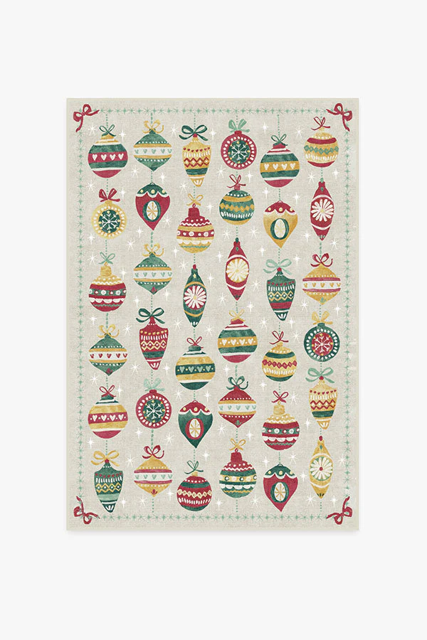 Festive Garland Holiday Shortbread Flatwoven Rug