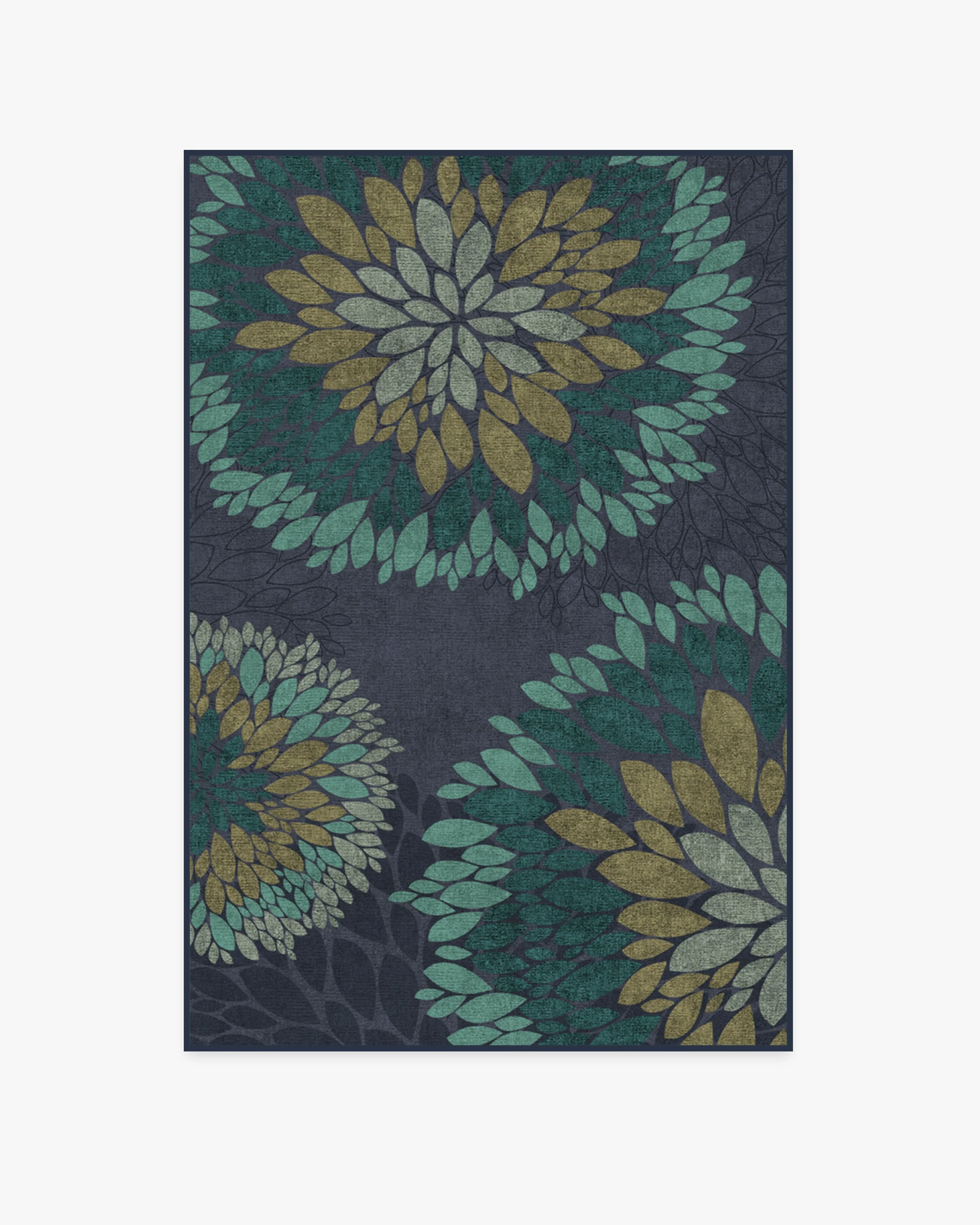 Floral Medallion Navy Flatwoven Rug