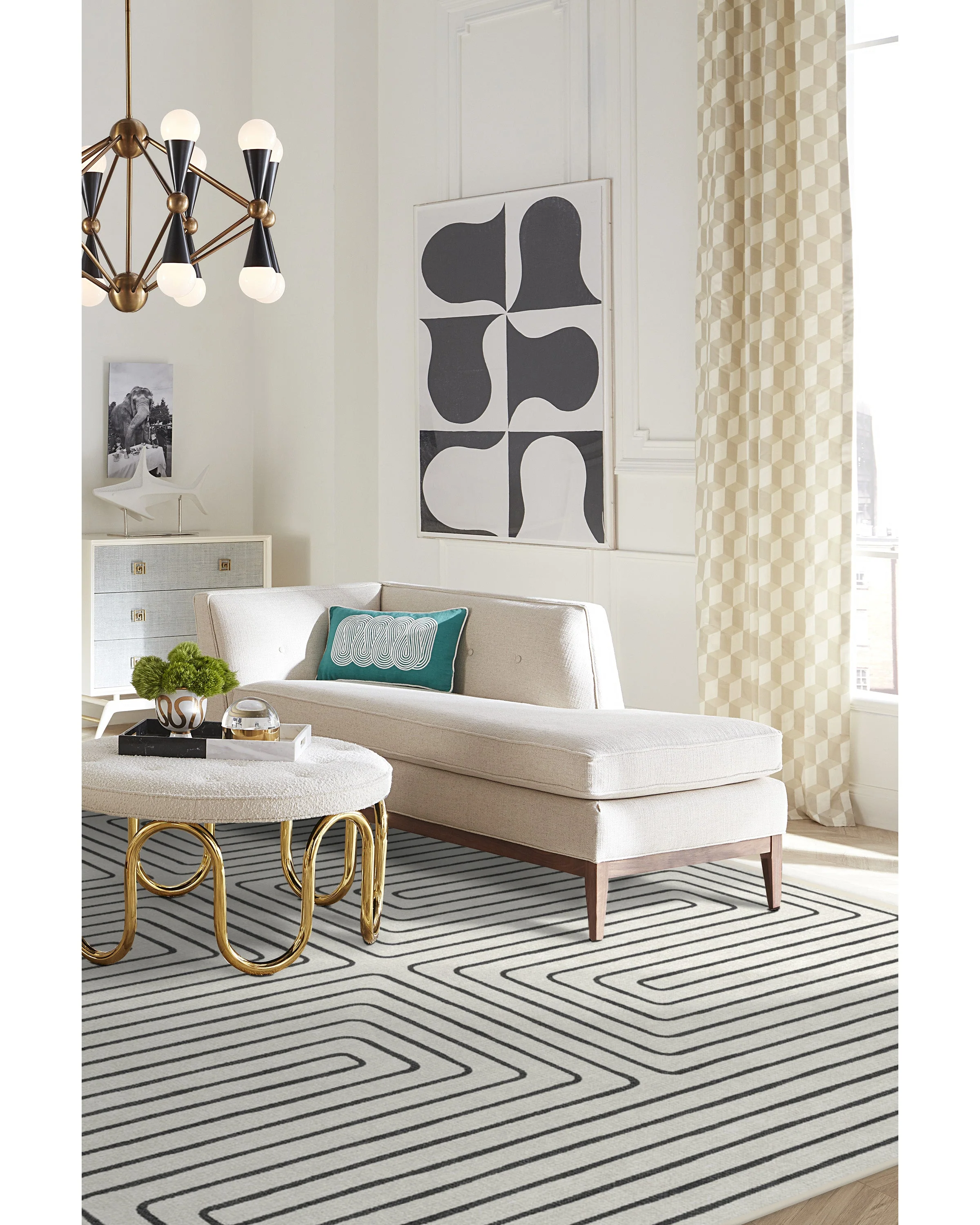 Labyrinth Black & Ivory Flatwoven Rug by Jonathan Adler