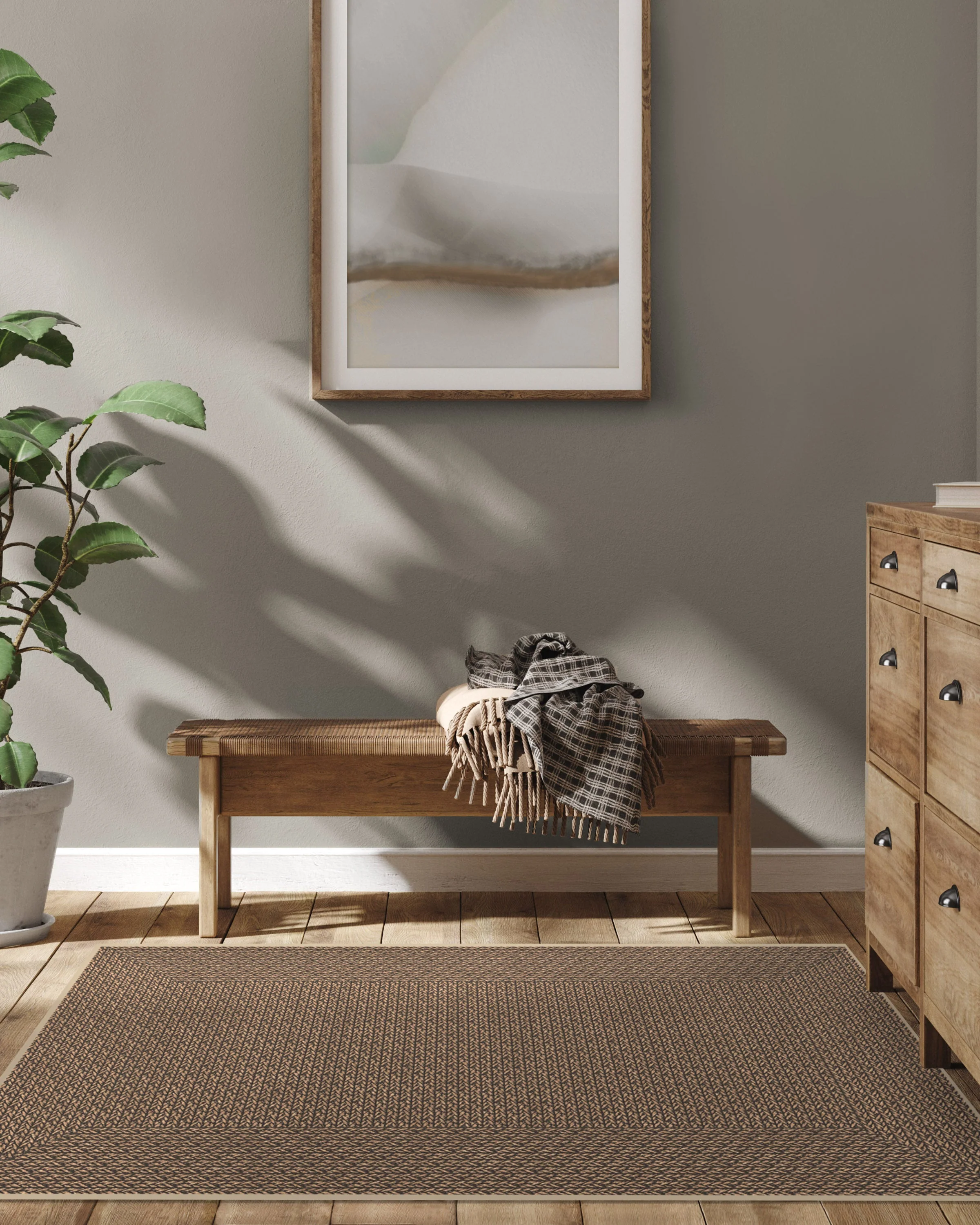 Border Braid Sand Re-Jute Rug