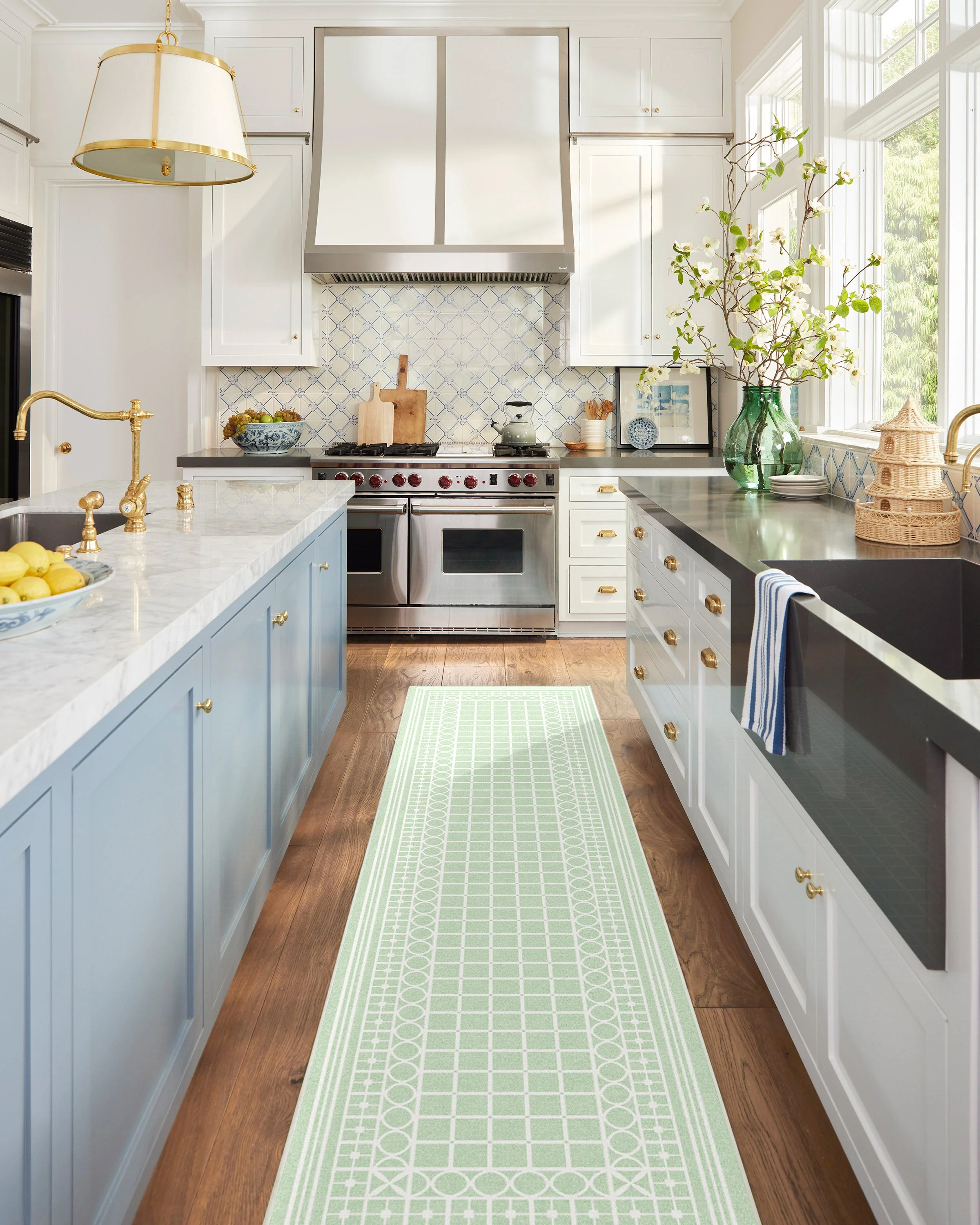 Palm Beach Powder Sage Flatwoven Rug by Gray Malin