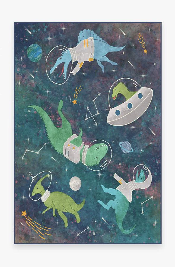 Dinosaurs in Space Flatwoven Rug