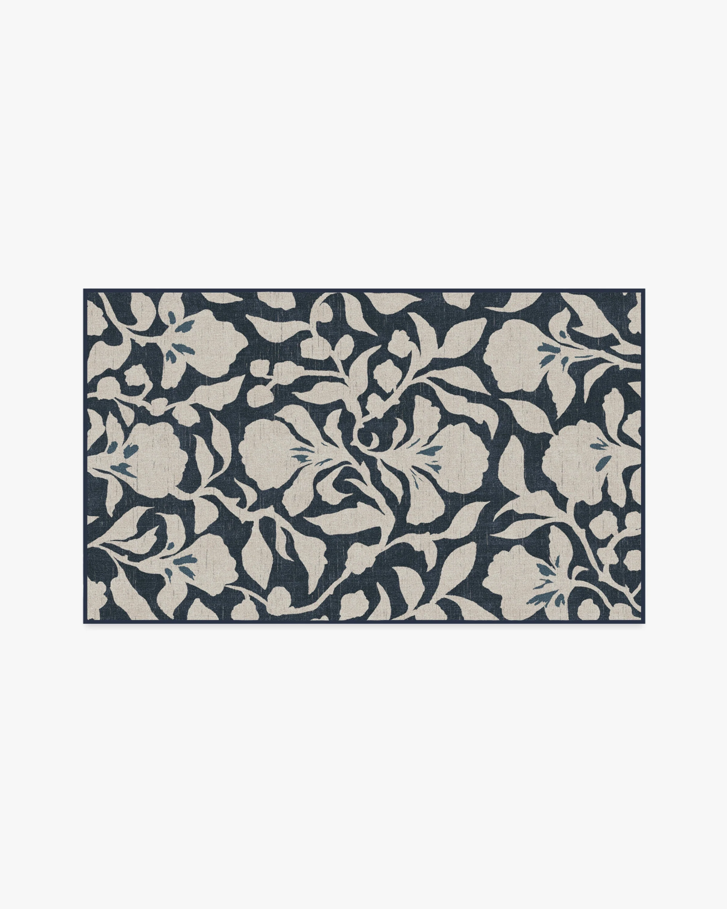 Flora Ink Blue & Ivory Flatwoven Rug by The Hiltons