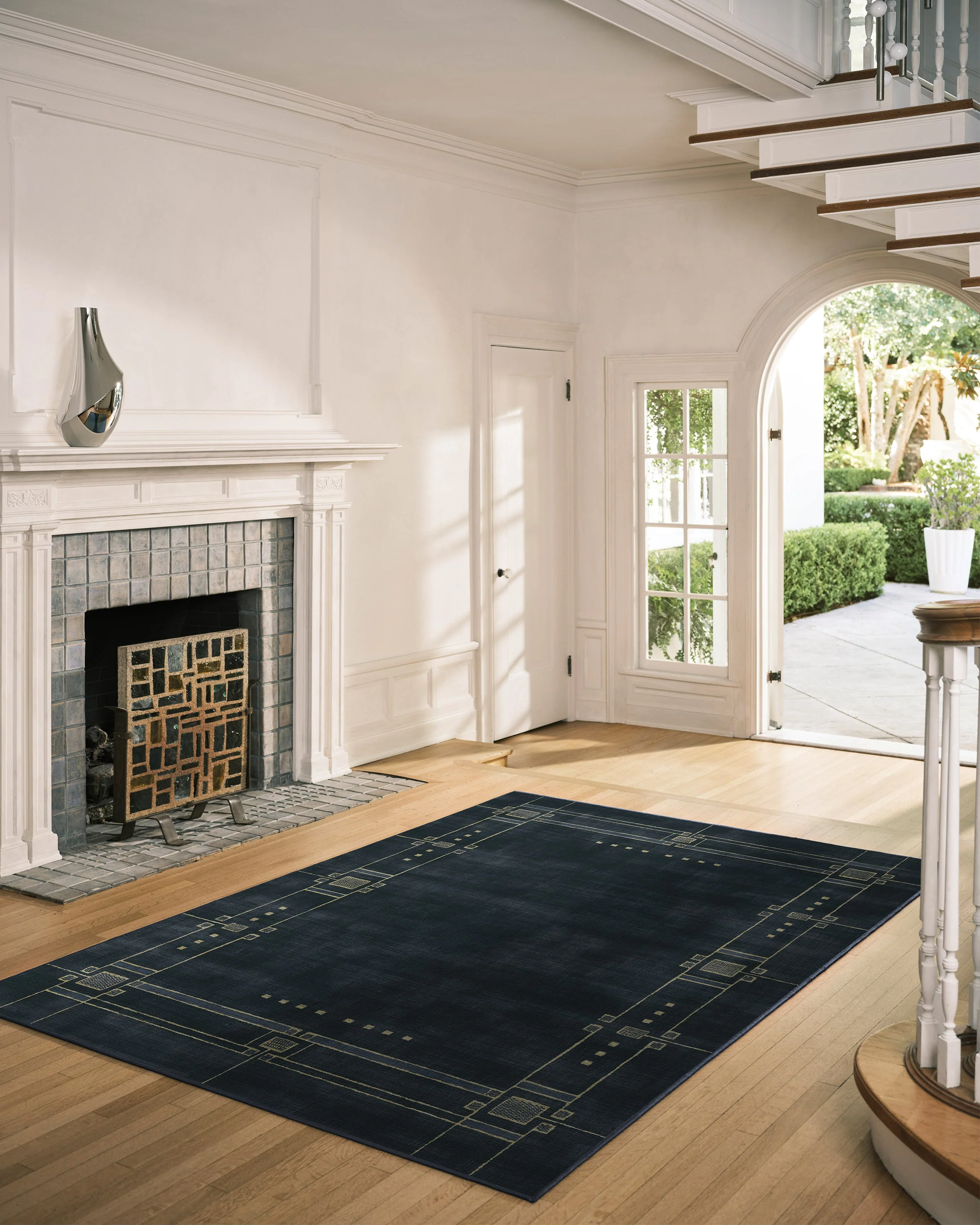 Avery Midnight Blue Flatwoven Rug by Architectural Digest