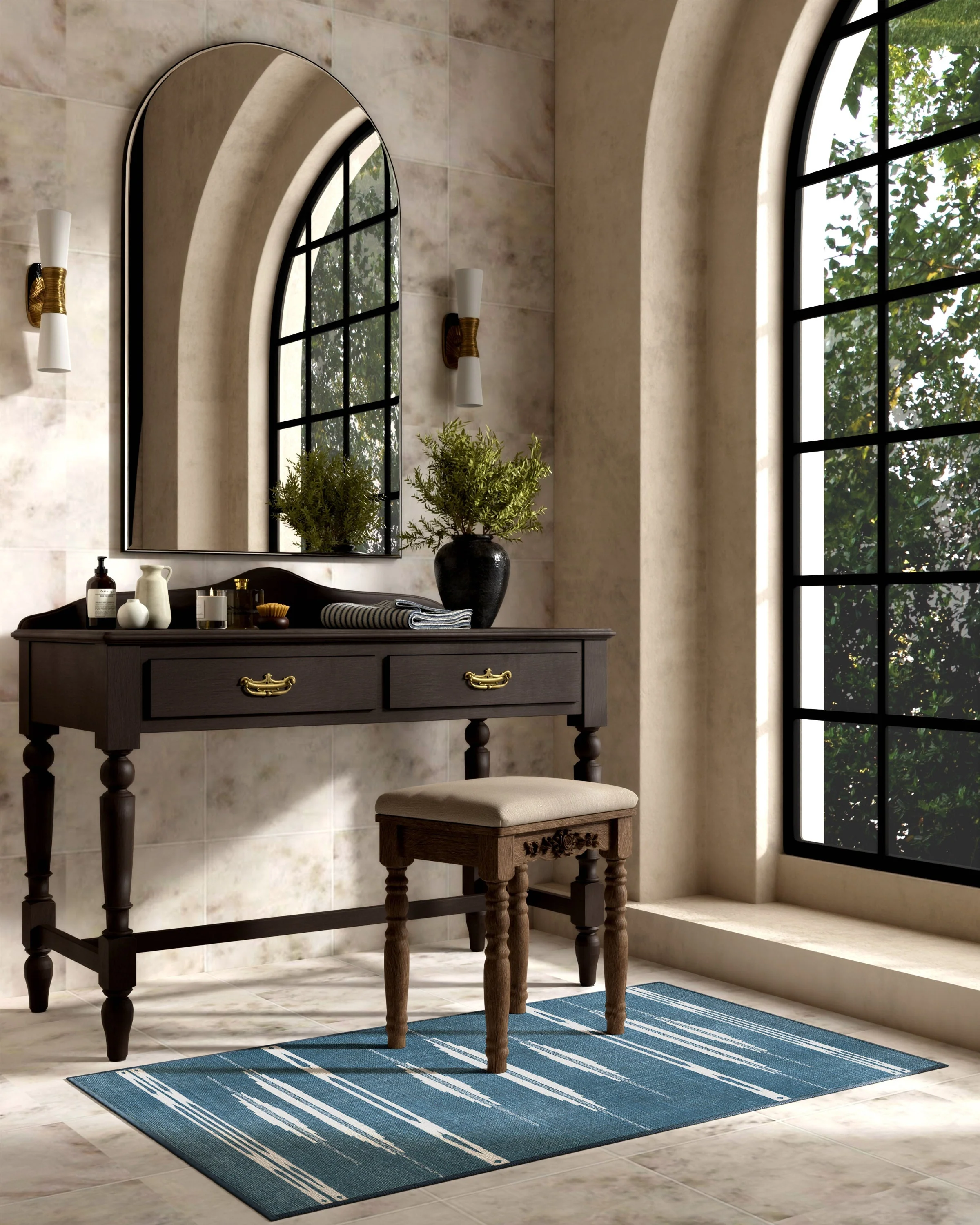Raye Indigo & Ivory Flatwoven Rug