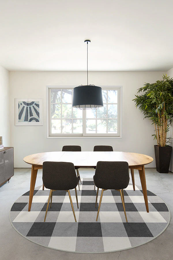 Buffalo Plaid Black & White Flatwoven Rug
