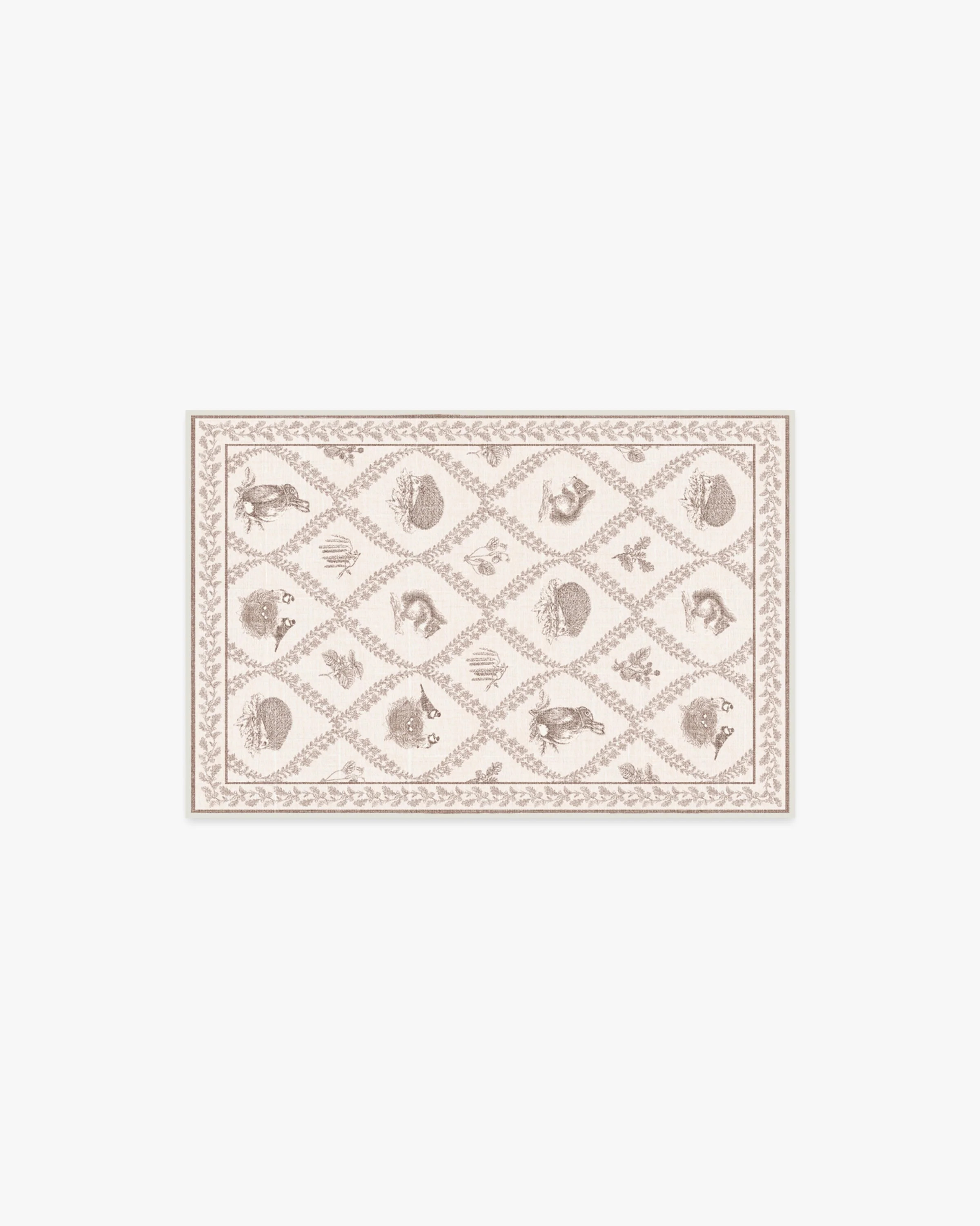 Squirrel & Hedgehog Fawn Flatwoven Rug by Sanderson