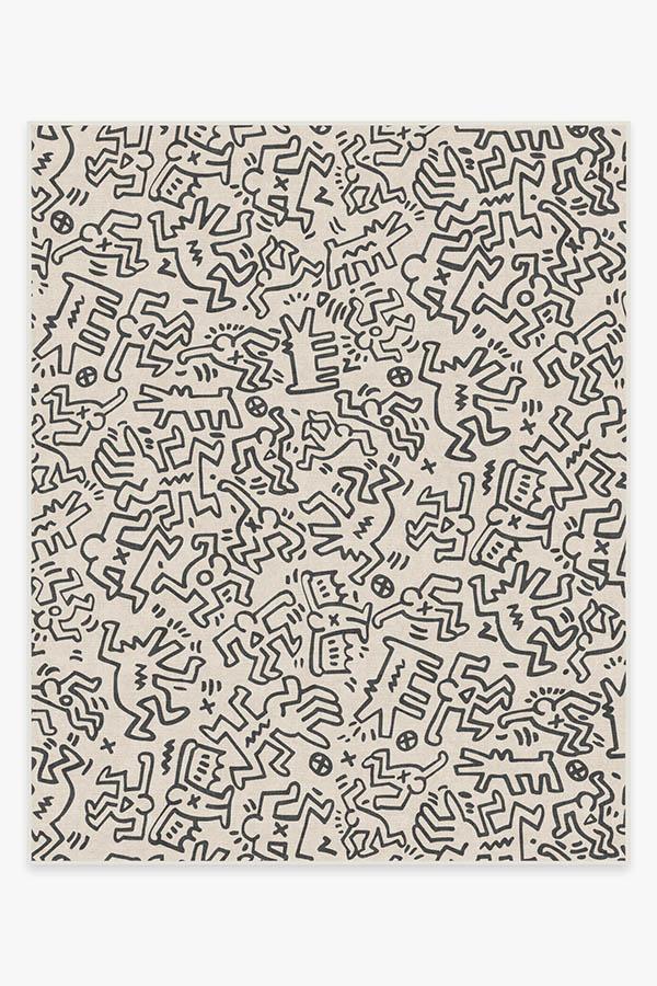 Block Party Black & Ivory Flatwoven Rug by Keith Haring