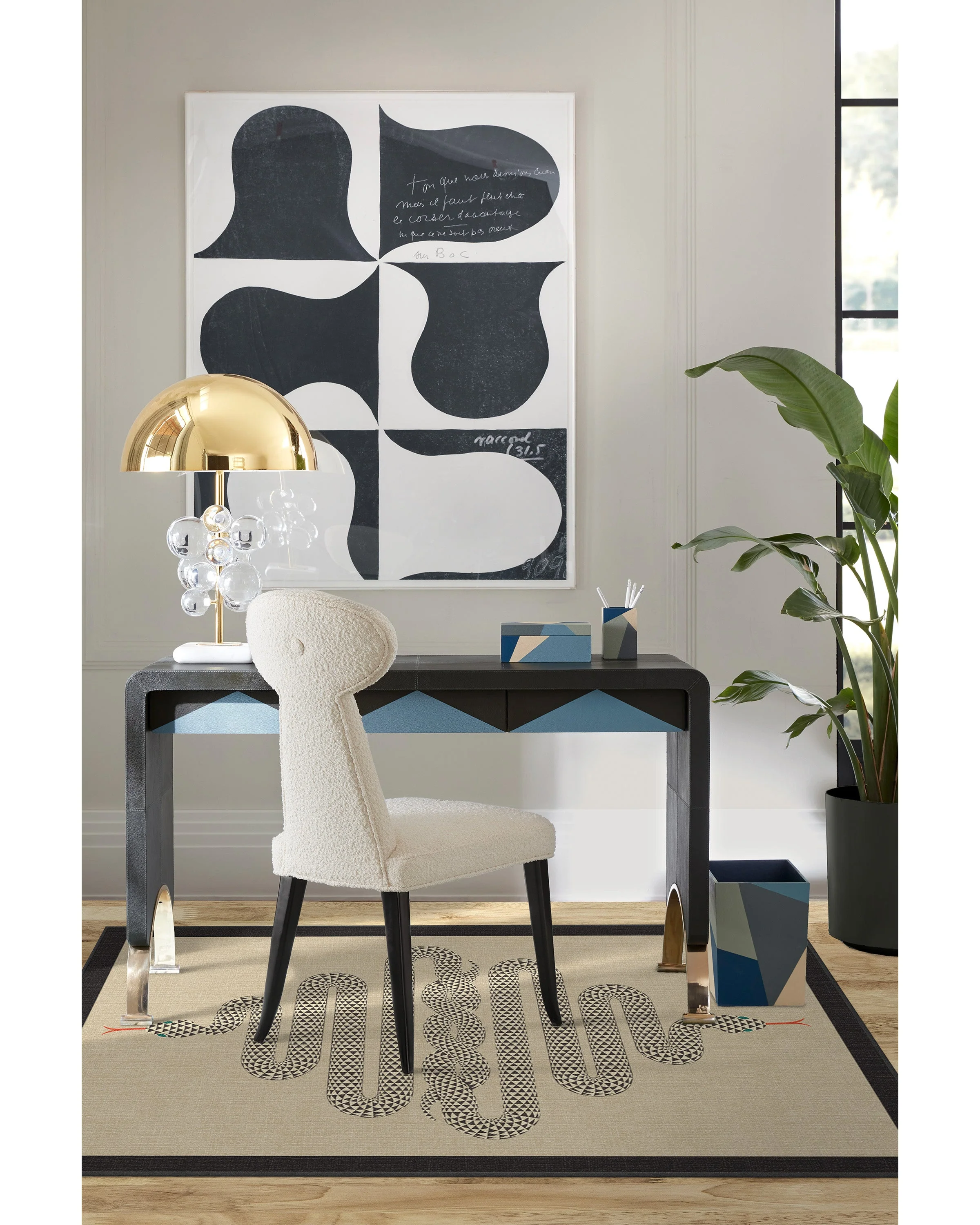 Venom Neutral Flatwoven Rug by Jonathan Adler