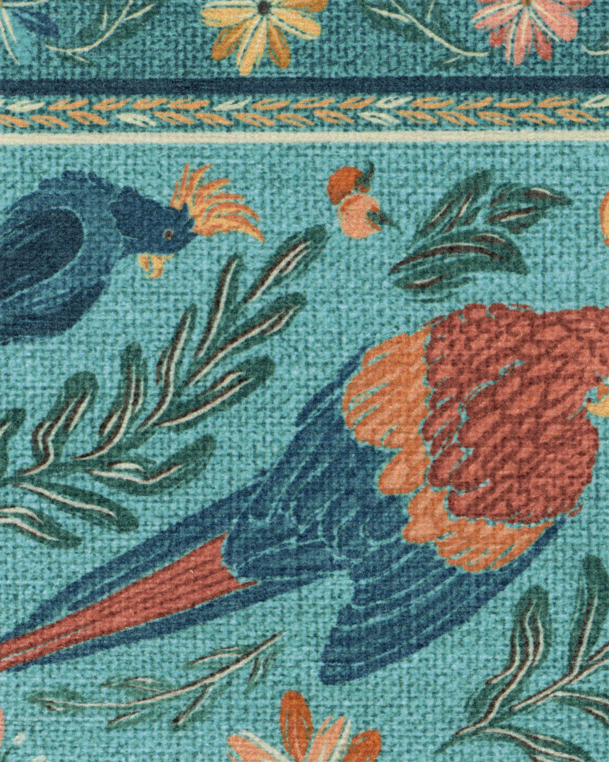 Birds Of A Feather Aqua Flatwoven Rug by Iris Apfel