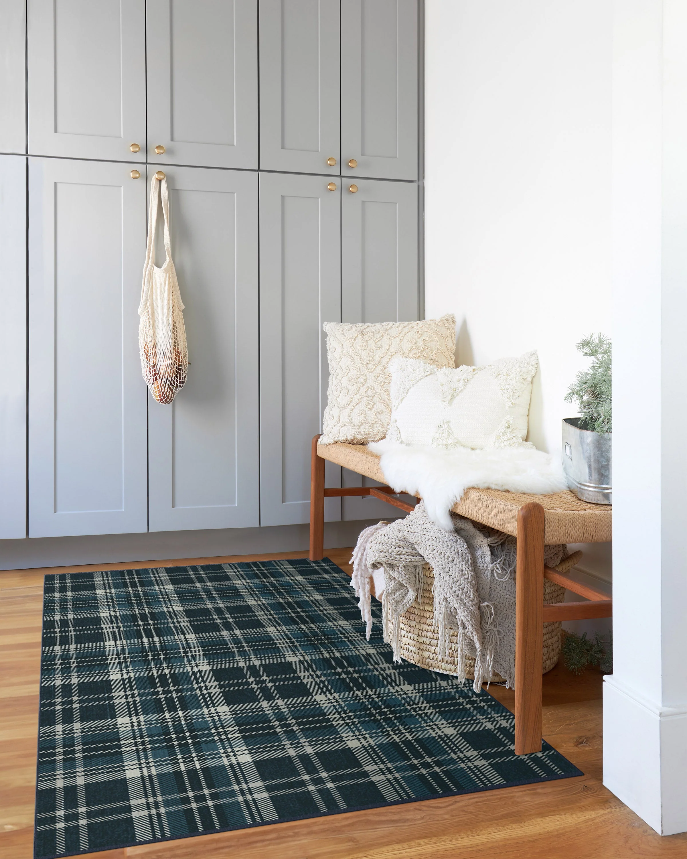 Dress Stewart Tartan Navy Flatwoven Rug