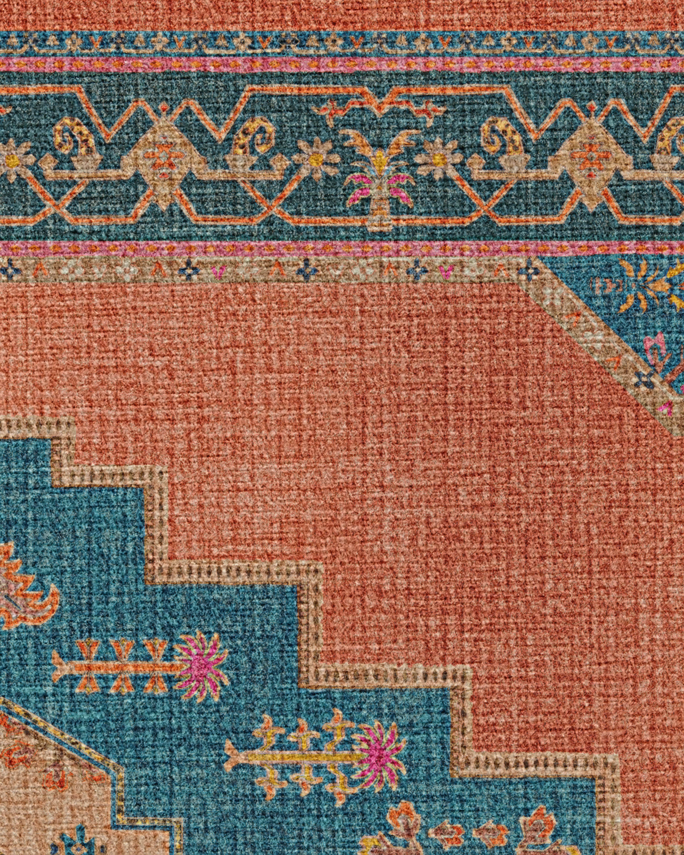 Sunset Bazaar Tropic Coral Flatwoven Rug by Matthew Williamson