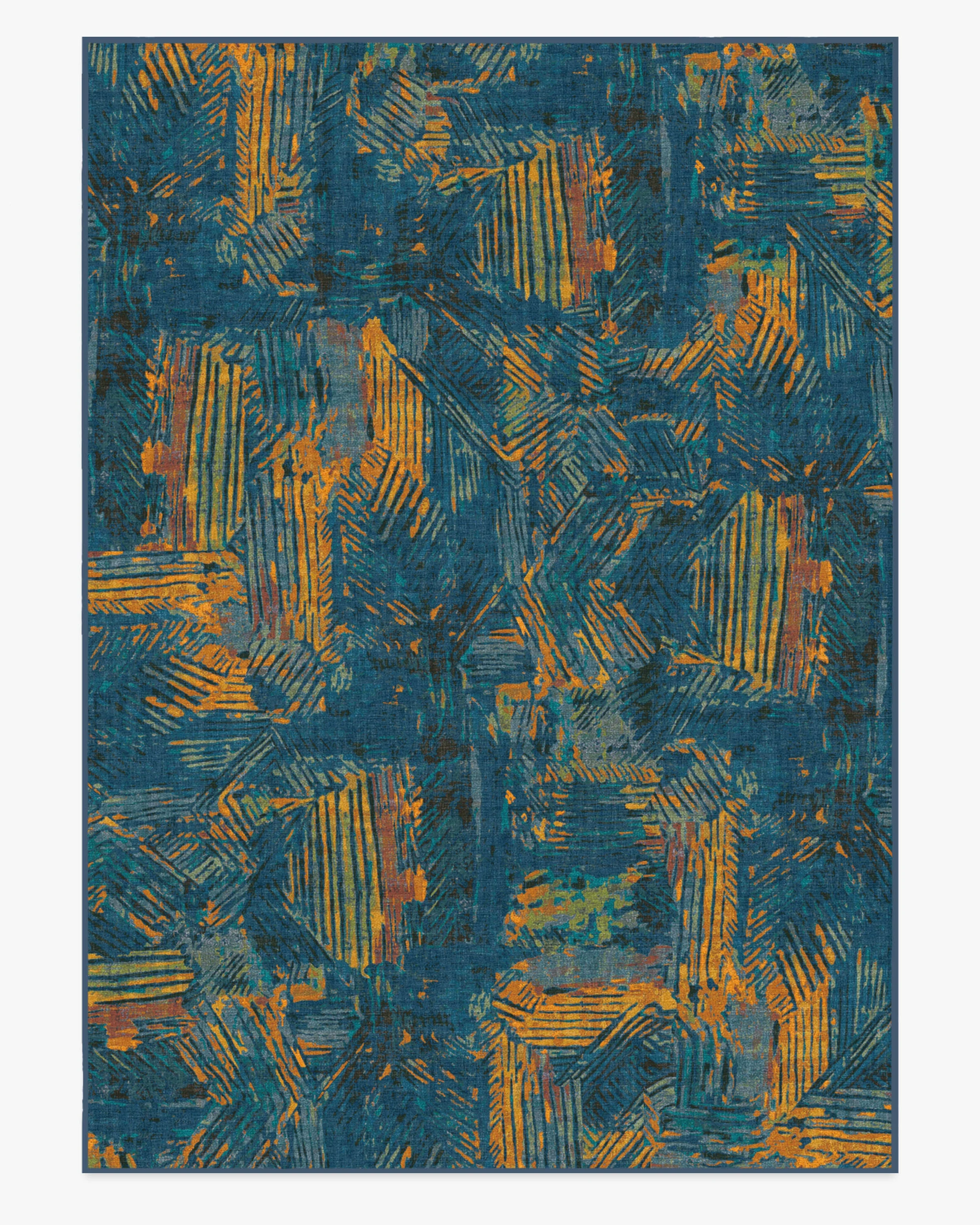 Sgraffito Royal Blue Rug by Malene Barnett