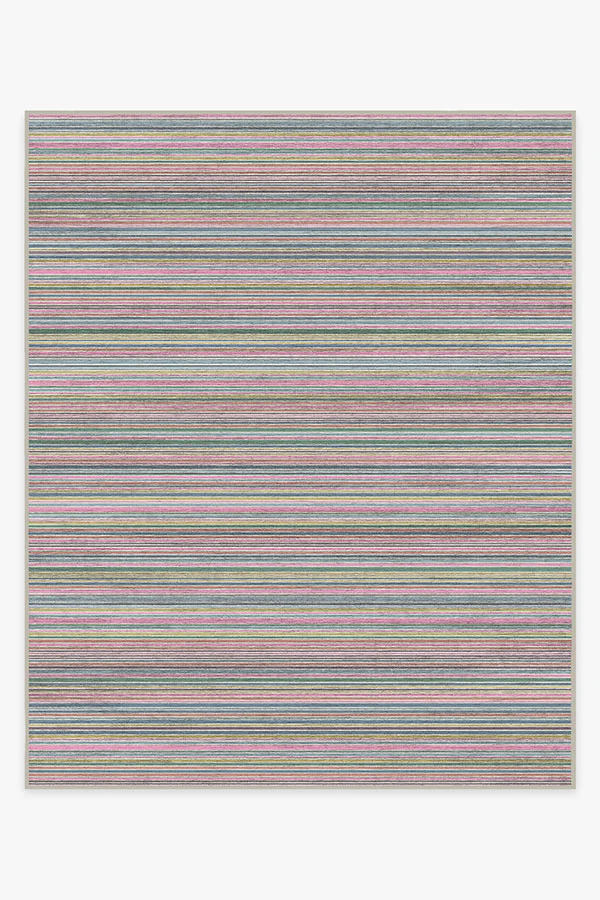 Multi Stripe Polychrome Flatwoven Rug